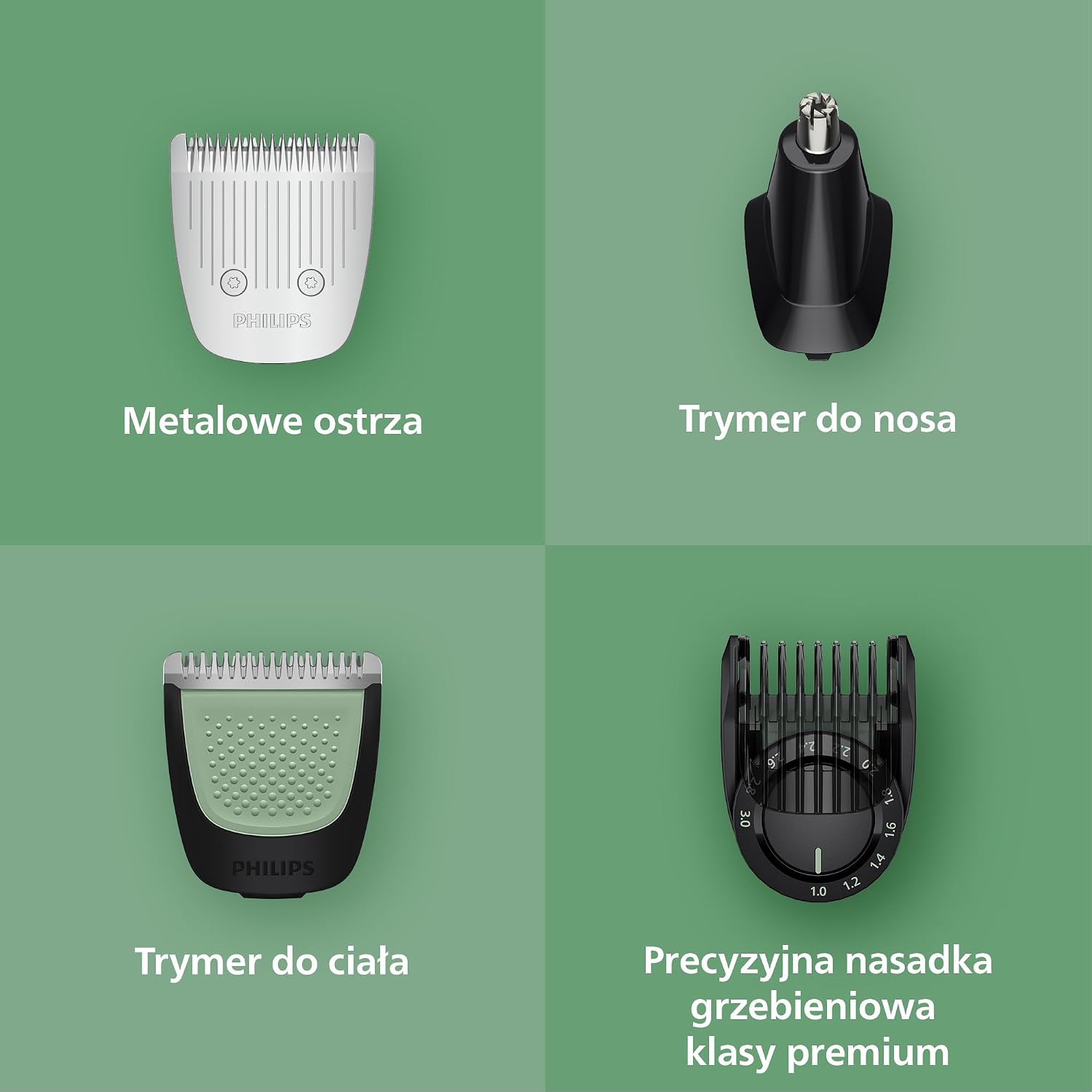 19-функциональный Philips Multigroom All-in-One серии 9000: комплексный набор для ухода за лицом, головой и телом, дополнительный триммер OneBlade, 27 настроек длины (0,2–20 мм), модель MG9556/15