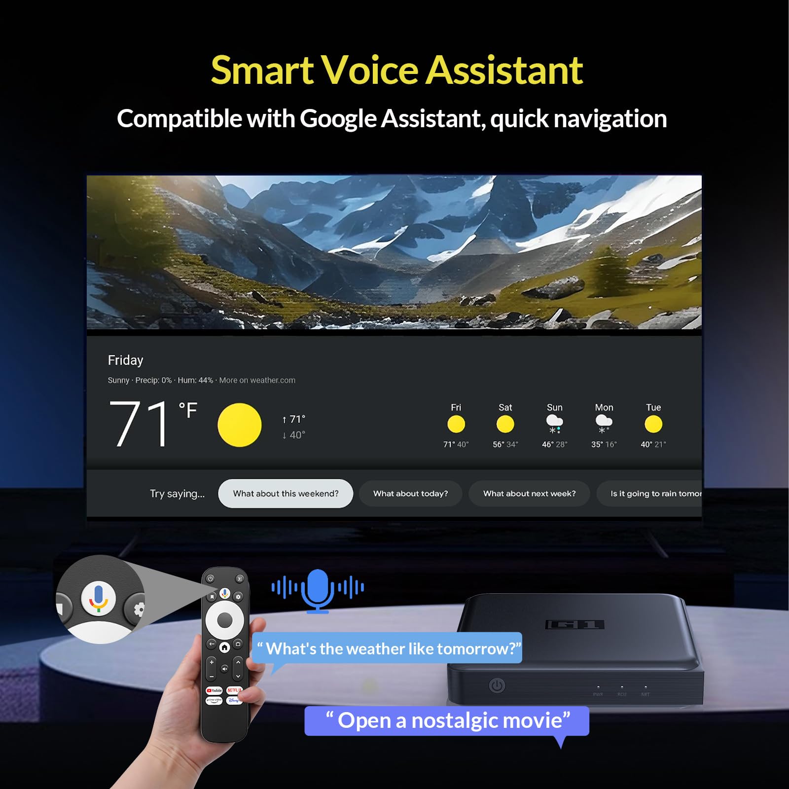 Kinhank G1 Android TV 14.0 Boxes 4K, Smart TV Box Compatible with Google and Netflix Certified,4GB+32GB Box Android 2025 Compatible Dolb Visio·Digtal+,DTS X,HDR10+,WiFi 6 BT 5.0,AV1,Voice Assistant