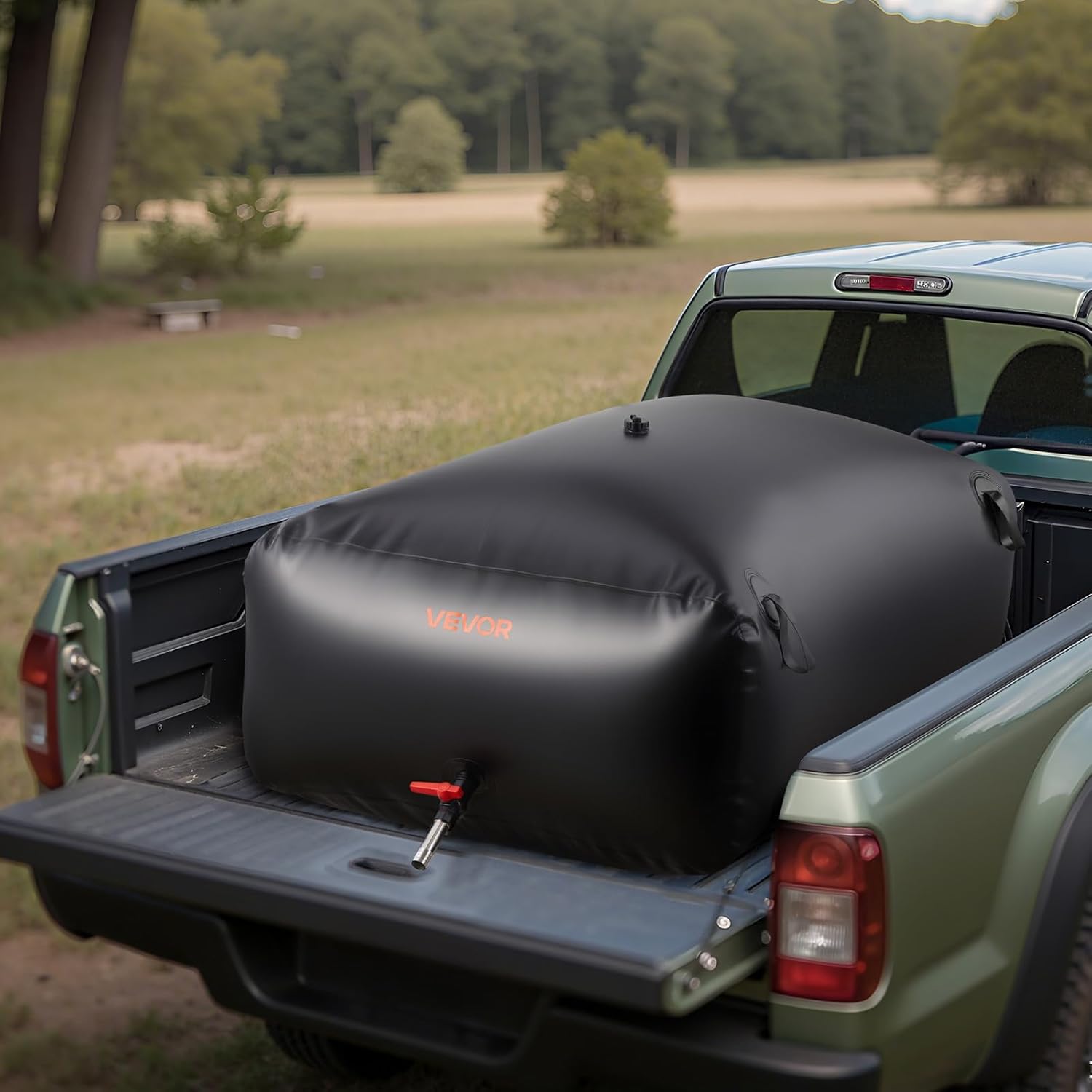 VEVOR Water Storage Bladder, 264.2 Gal Collapsible Water Storage Bag, Wear-Resistant 1000D PVC Soft Waters Bag, Leakproof Camping Tank Containers for Garden Irrigation RV Emergency Use, Black