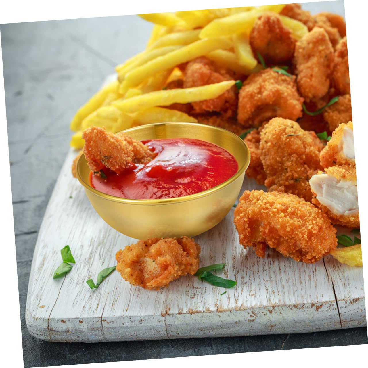 Homoyoyo Set de 8 Platos y Cuencos para Salsa de Acero Inoxidable Dorado Diseño Simple y Funcional para Restaurantes y Familias
