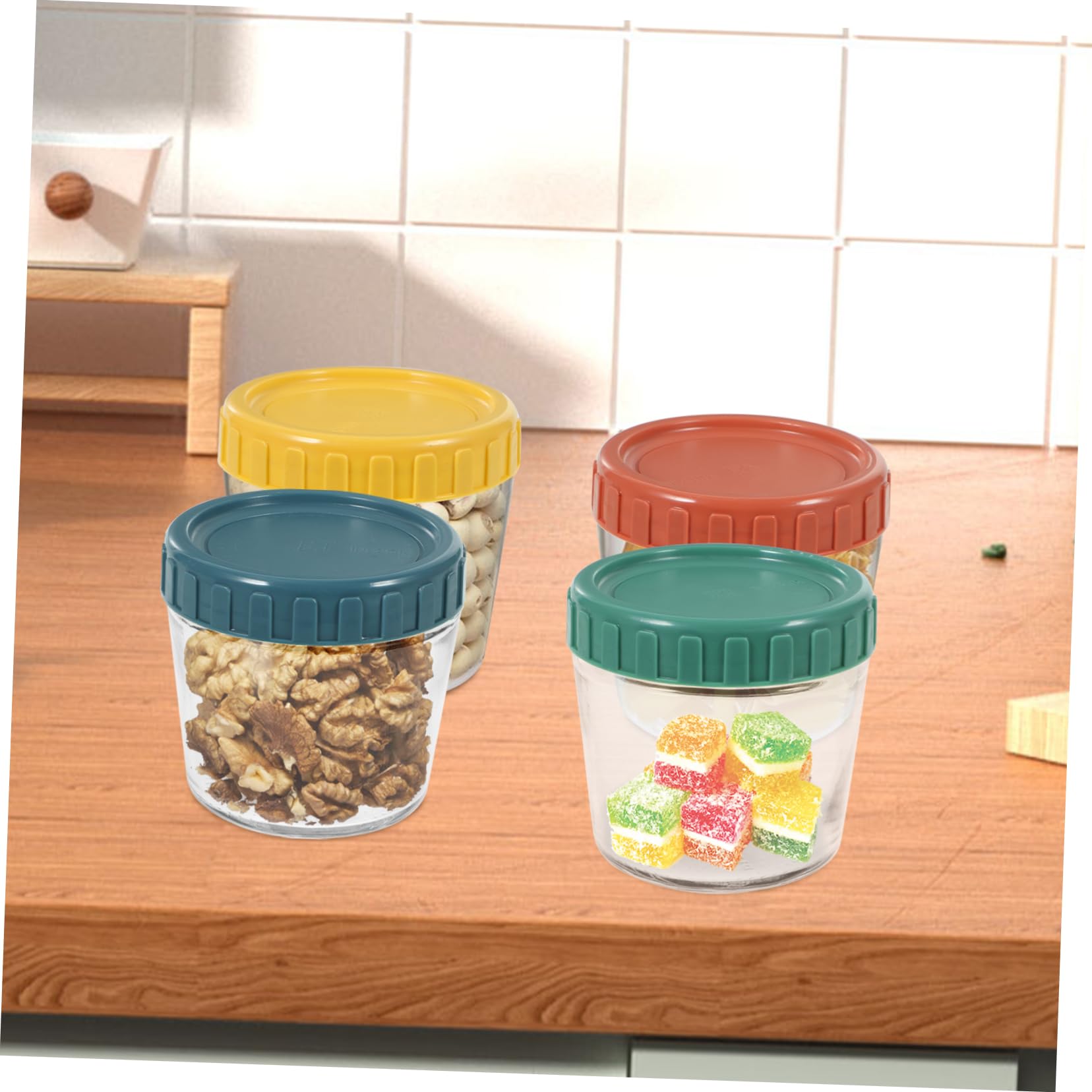 ABOOFAN 4 Tarros de Cristal Herméticos Fáciles de Limpiar Tapa de Silicona, Reutilizables, para Alimentos, Yogur y Cereales