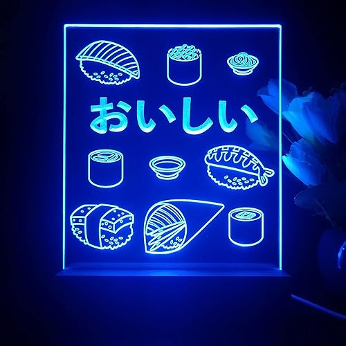 AdvPro Sushi japonés buen gusto mesa LED neón noche luz y lámpara cambio de color 4 modos st5s12-j5017-c