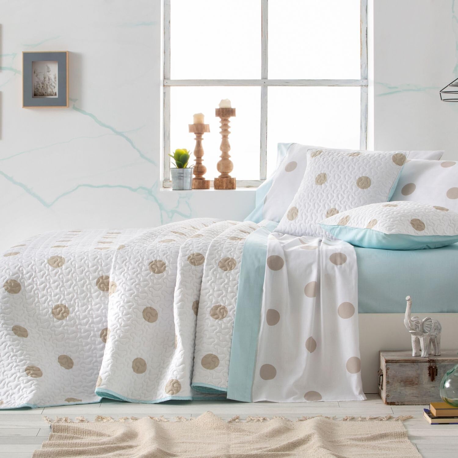 Burrito Blanco | Colcha boutí 129, Agua | para Cama de 150/160 cm (+ Medidas Disponibles) | Colchas Juveniles 150 | Cama Doble 150