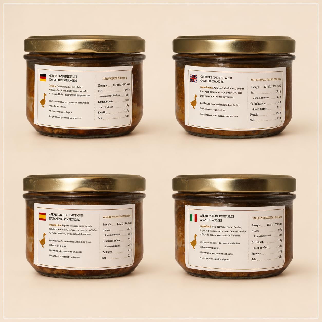 Lote de 6 Aperitivos Gourmet con Cáscaras de Naranja Confitadas 180 g – Relais Gourmet | Untable Artesanal Francés | 100% Natural, Sin Conservantes | Aperitivo, Estuche y Fiestas Gourmet