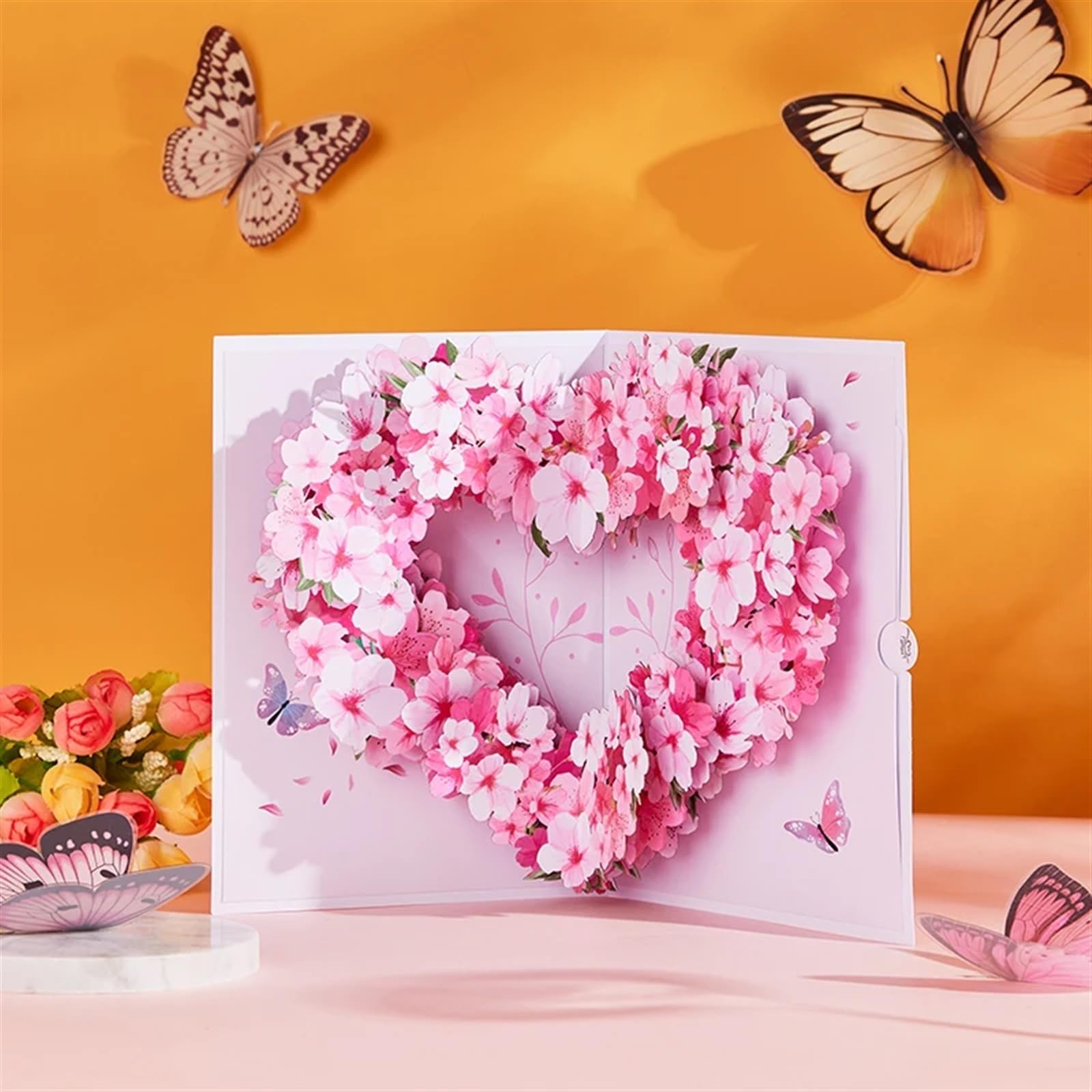 Zaproszenia na ślub, Zestaw zaproszeń ślubnych, 2 sztuki, wielokolorowe, wyskakujące kartki z motywem kwitnącej wiśni(Sakura Love)