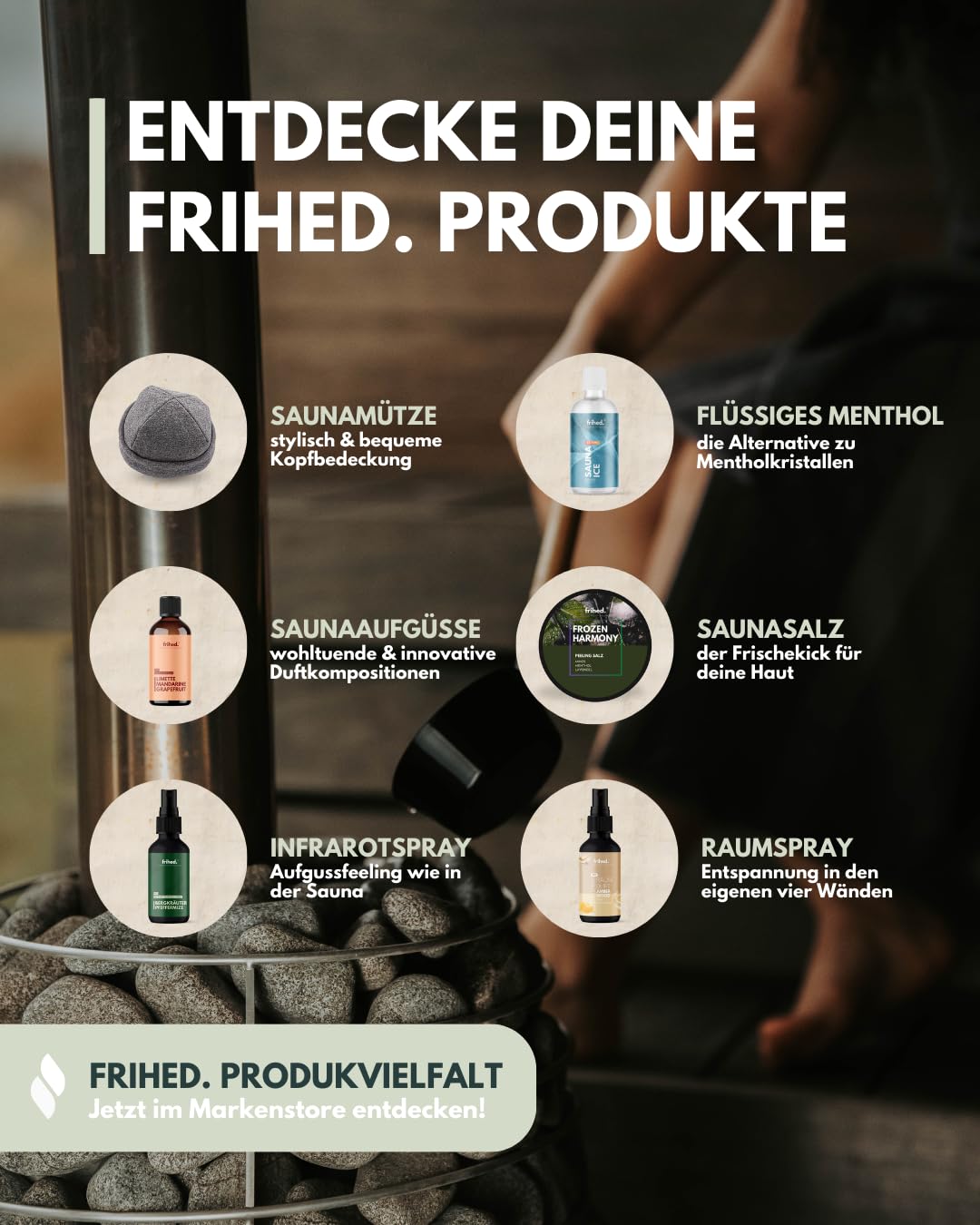 Frihed.® - Infusión para sauna de alta calidad con aplicación de meditación, infusionante para todos los tipos de sauna, fragancia duradera para sauna, aceite extra de alta calidad, idea de regalo