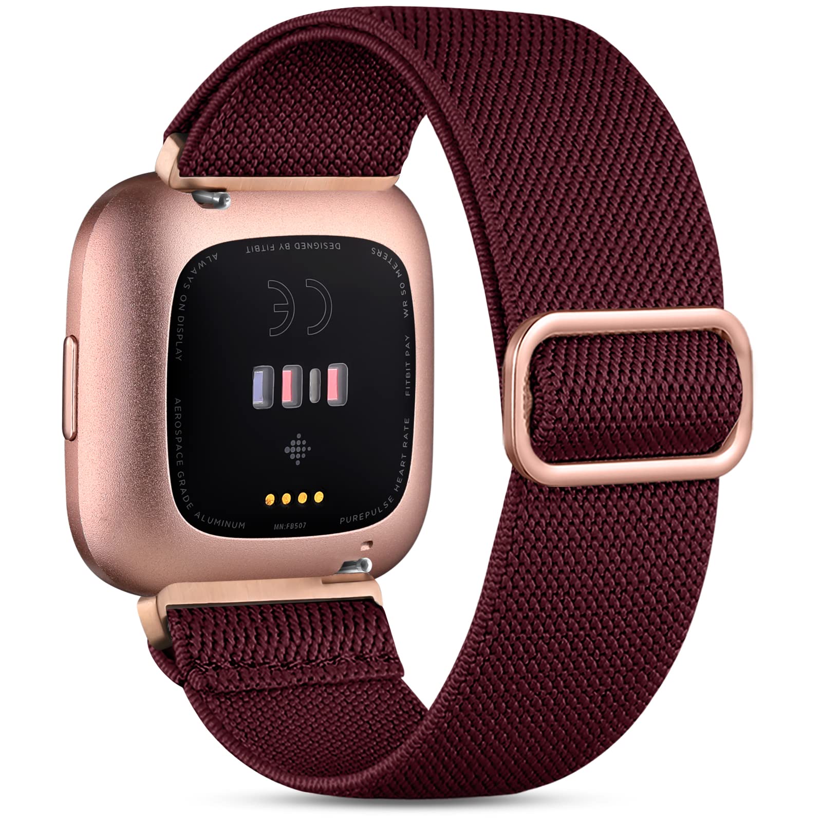 Witzon Compatible with Fitbit Versa 2 Bands for Women Men, Soft Breathable Solo Loop Sport Strap, Lite SE Replacement Accessories, Adjustable Braided