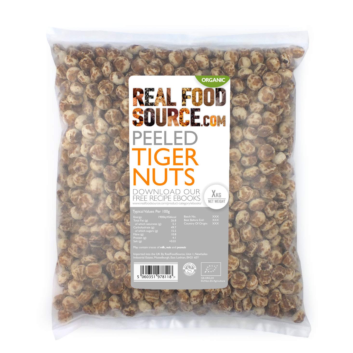 RealFoodSourceCertified Organic Peeled Tiger Nuts 1kgEU Organic