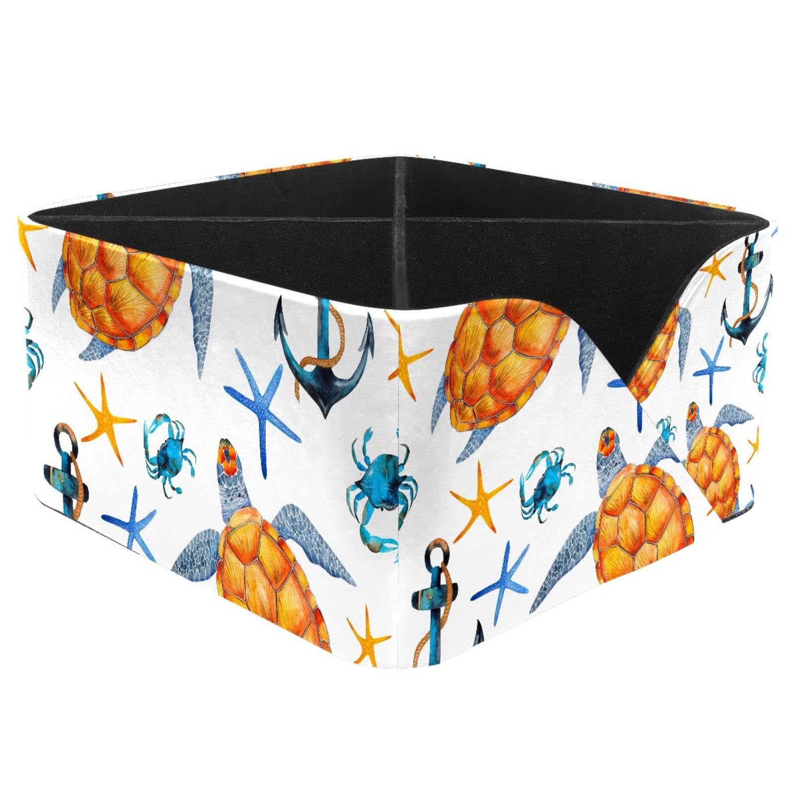 KengjuTesu Sea Turtle Anchor Crab Starfish Desktop Organizer Pen Holder, Rectangular Pencil Cup for Office, Study and Makeup Stations