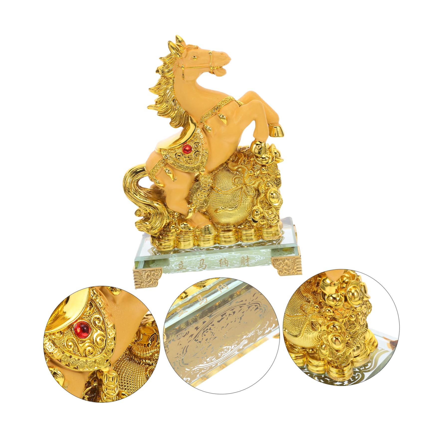 MAGICLULU zabawki zodiaku konia ozdoby na stół w kształcie konia noworoczne posągi koni Deska rozdzielcza samochodu zwierząt zodiaku statua rok maskotki Golden