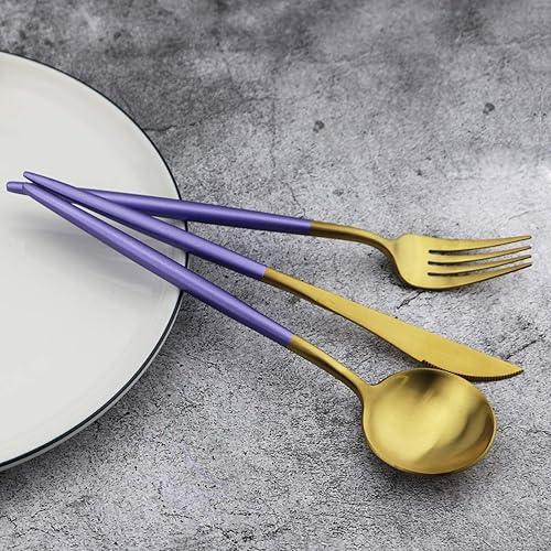 Miniatura 4 de Gugrida - Juego de cubiertos de acero inoxidable 1810, 5 piezas, acabado color negro mate, para cubiertos de viaje, camping, oficina o escuela, apto