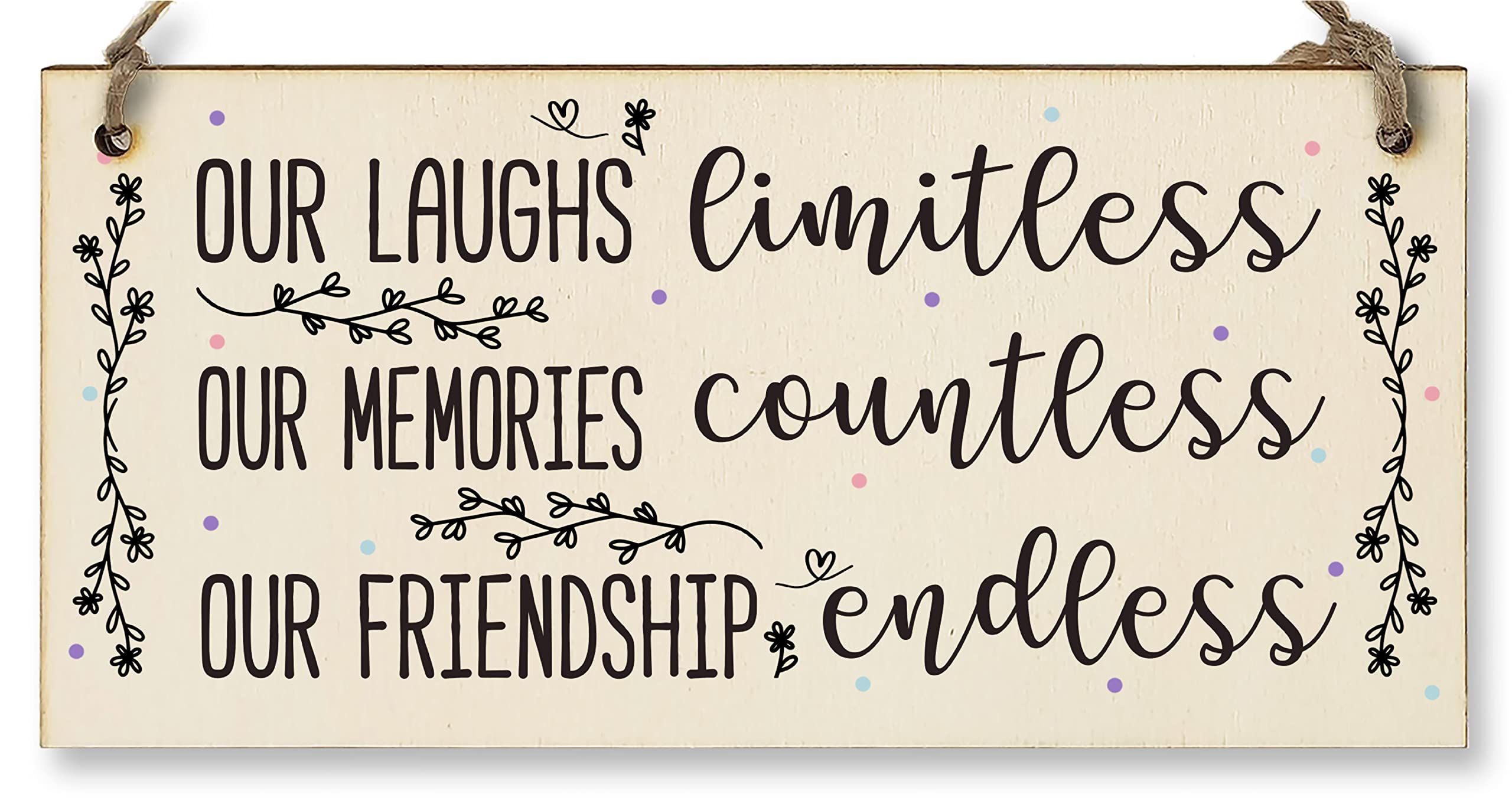 The Plum Penguin Pastel Shades Our Laughs Limitless Friendship Endless Sweet Sentimental Handmade Wooden Hanging Wall Plaque Gift For Best Friend