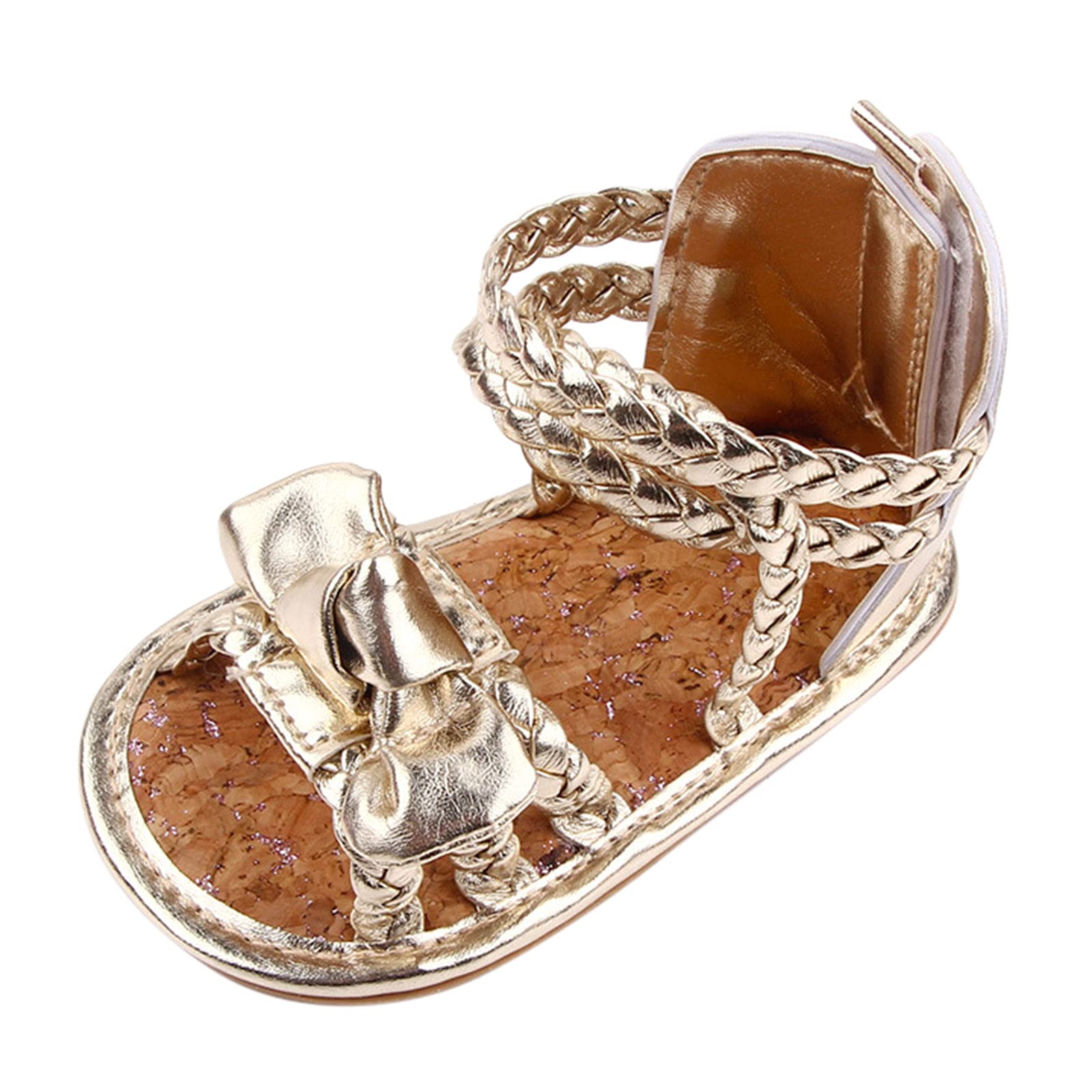 Summer Girls Shoes Sandals Bow Rubber Baby Soft Boys Walking Flat Sole Non-Slip Baby Shoes Kids Water Shoes Girls (Gold, 5 Toddler)