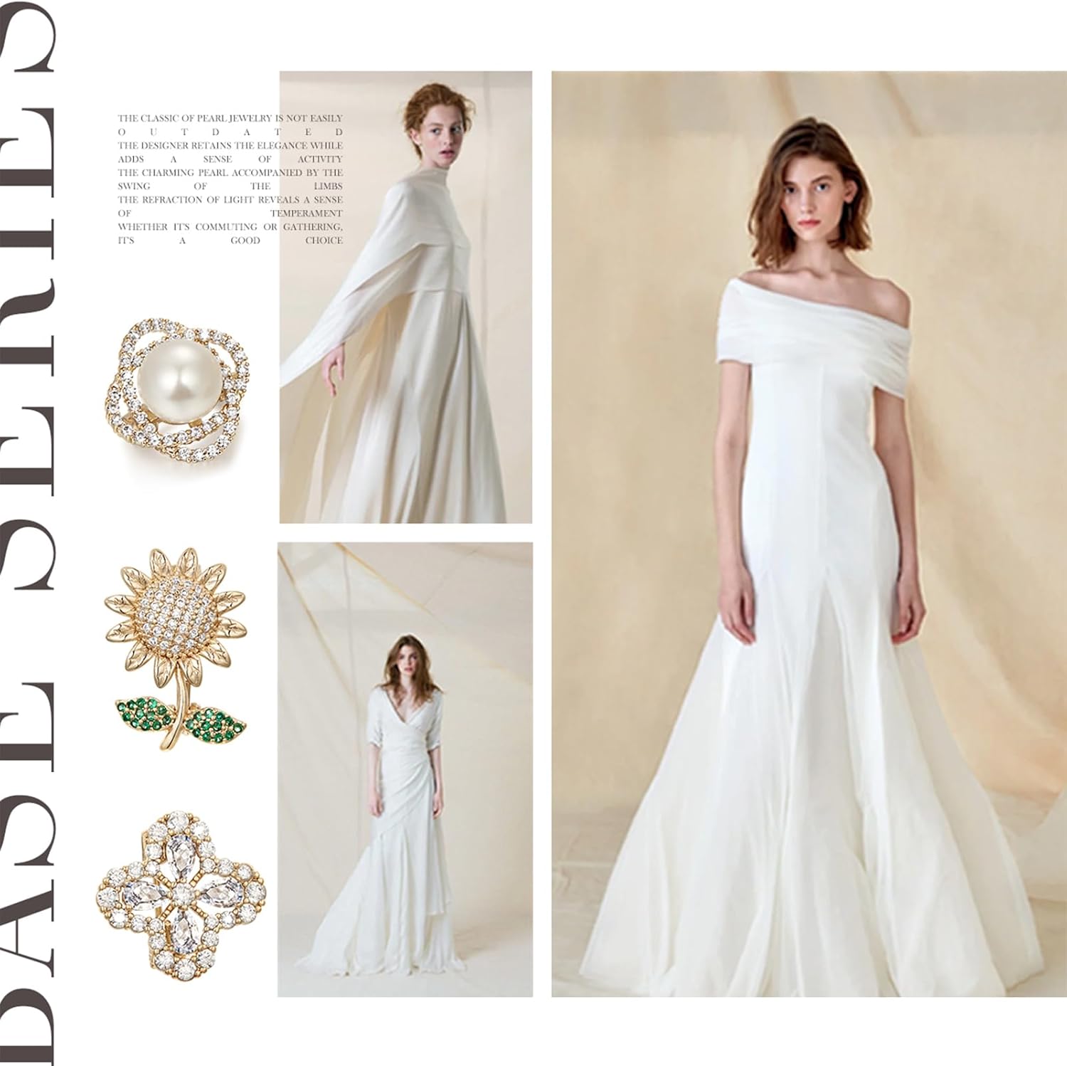 Vintage Brooch Pin for Women Gold Crystal Rhinestone Brooch Sunflower Lapel Pin Baroque Pearl Bouquet Four-leaf Clover pins and brooches jewelry, SHE'S FREE STYLE JUST FOR YOU Metal Plating Process Safety pins - Image 7