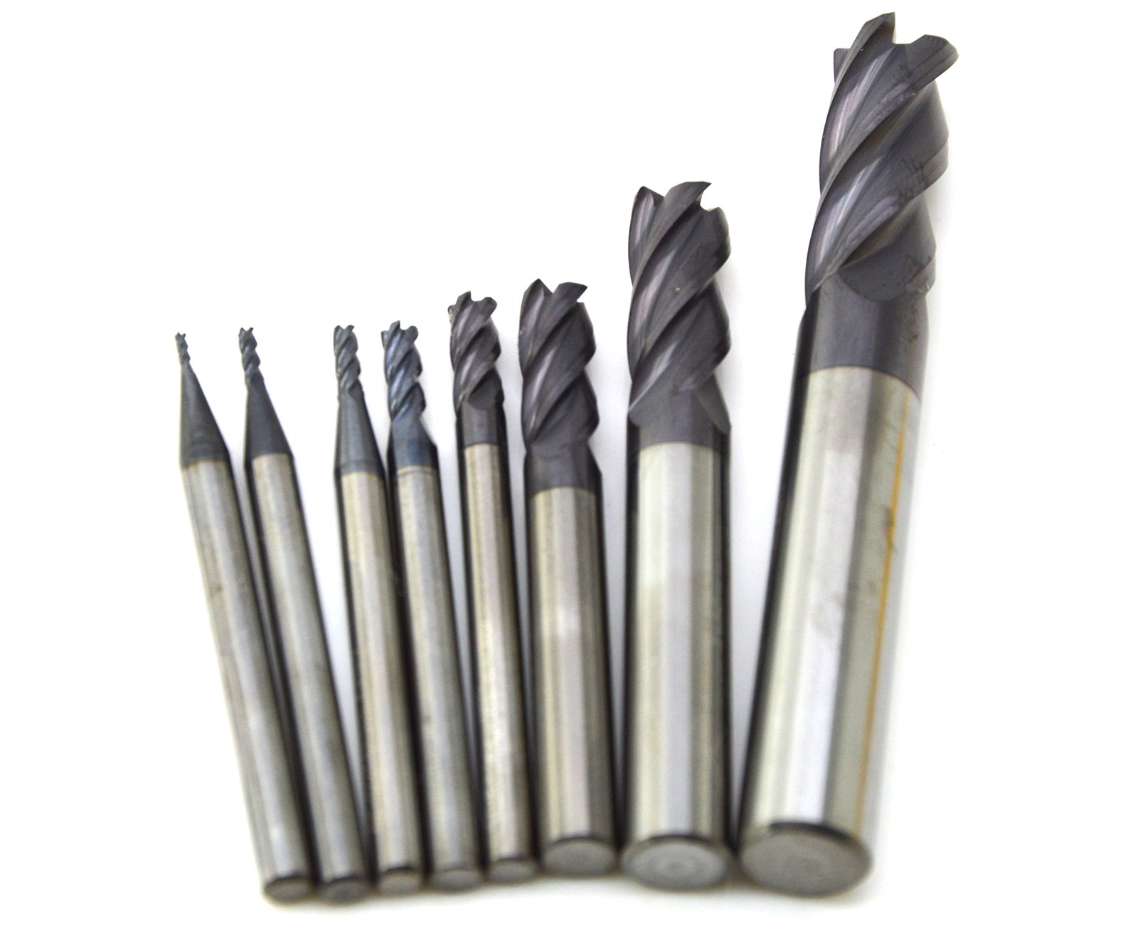 Wokesi Pack of 8,1/1.5/2/2.5/3/4/5/6mm Blade Diameter,Square Nose End Mill Set,4 Flute,HRC55,TiAlN Coated,Solid Tungsten Carbide,Router Bits Cutting Milling Tools(1/1.5/2/2.5/3/4/5/6mm HRC55)