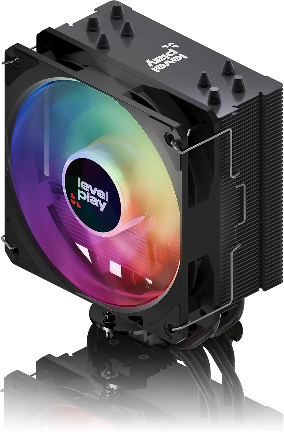 Levelplay Combat CA4 Air Cooler – TDP 200W, 4 Direct-Contact Heat Pipes, Compact Heatsink, 120mm ARGB Gen 2 CF120 Fan (PWM), AMD AM5 / AM4 & Intel LGA 1851 / LGA 1700 Compatible – Black