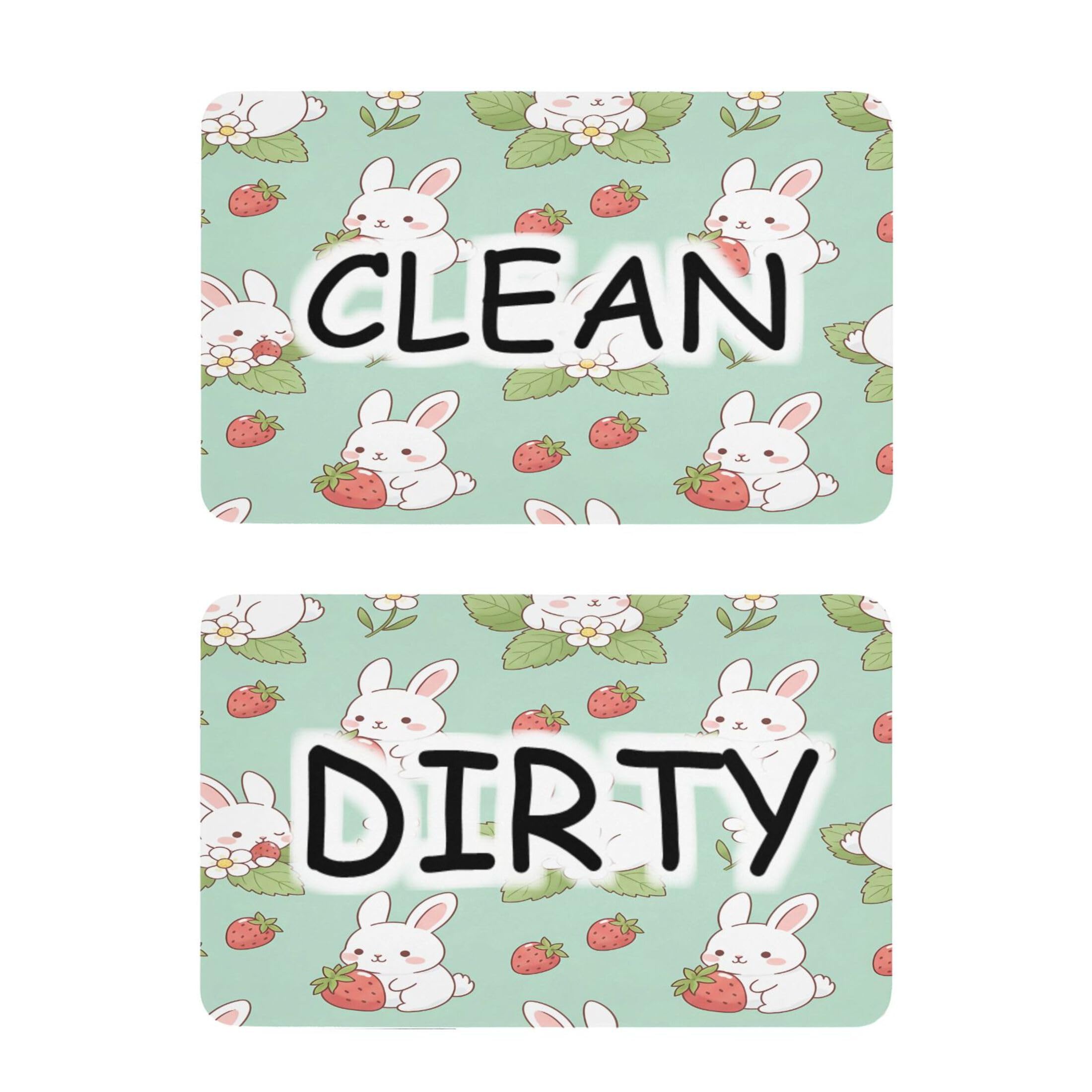 Kutsu Dishwasher Magnet Clean Dirty Sign Indicator, Bunny Strawberry Fridge Magnet, Easy to Read, 2 Pack