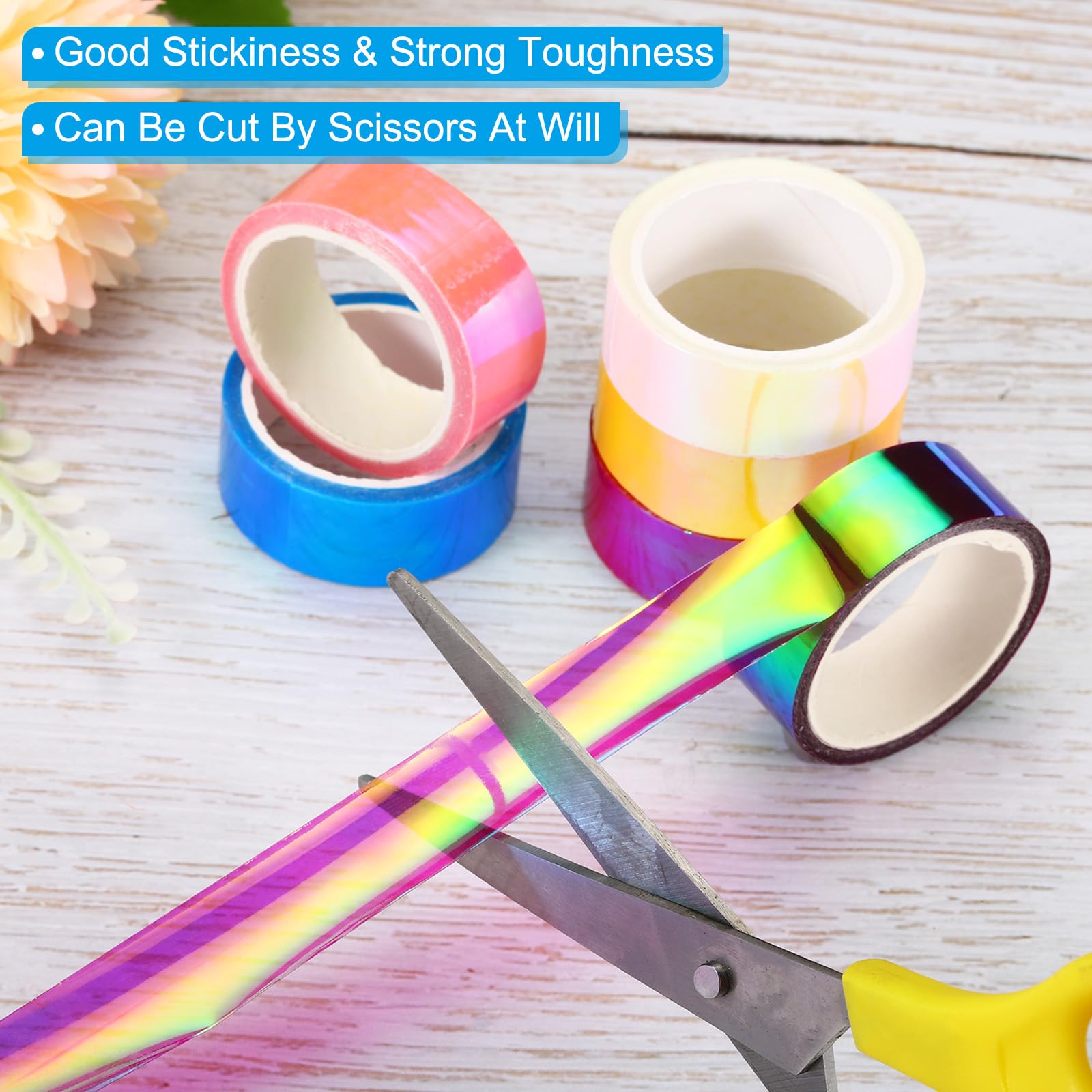 Nastro Olografico Adesivo 15mm X 5m - 6 Rotoli Metallizzati Rosa, Per Fai Da Te, Decorazioni E Artigianato - Foto 7