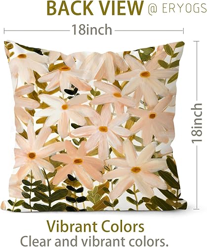 Miniatura 6 de Juego de 2 fundas de almohada Sage Daisy de 18 x 18 pulgadas, fundas de almohada decorativas con estampado de terciopelo para sofá, fundas de