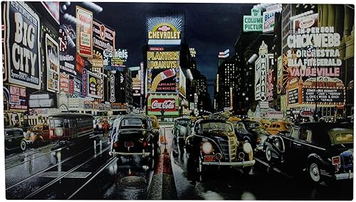 Northlight Arte de pared con luz LED NYC Times Square y autos clásicos, 15.75 x 23.75 pulgadas