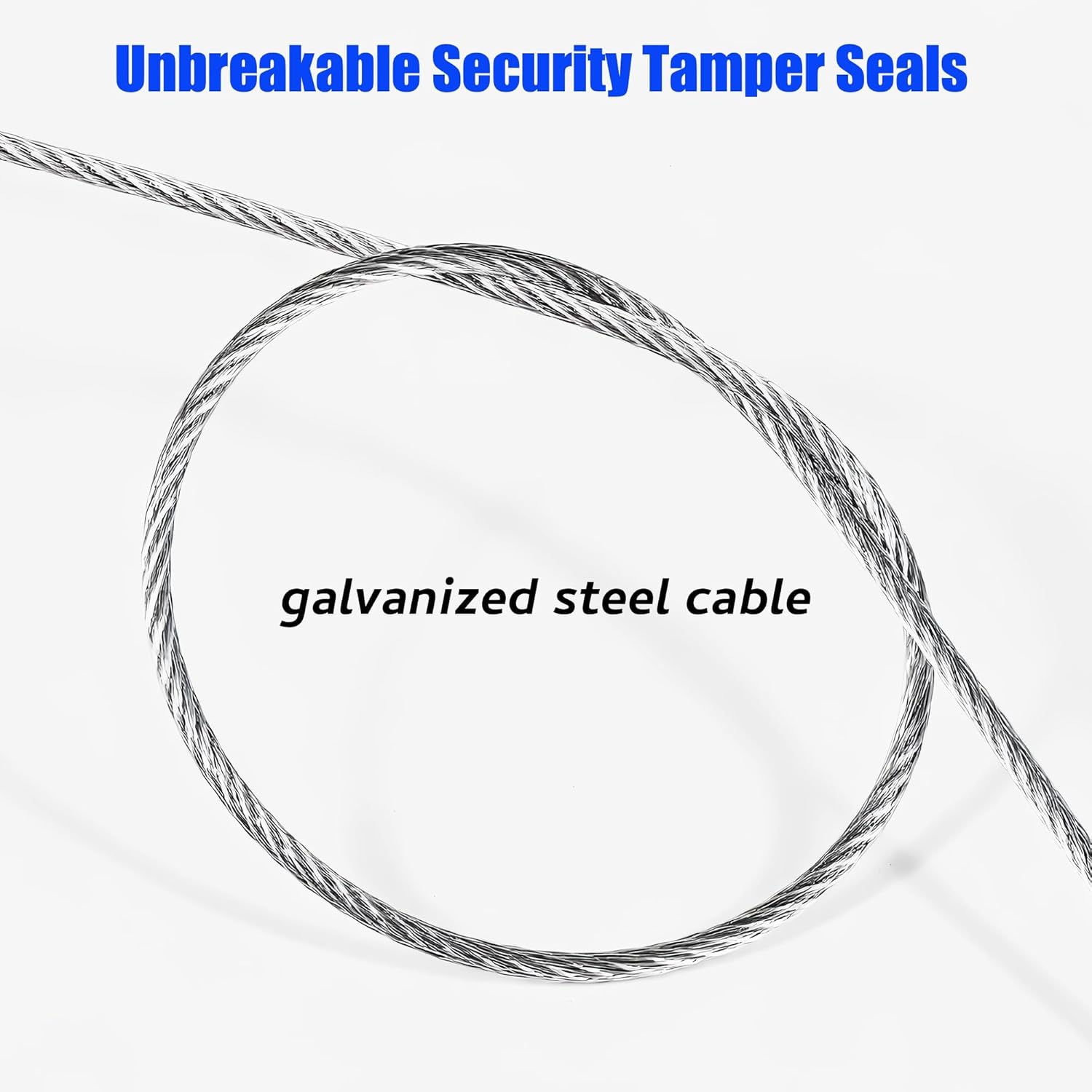 500pcs High-Security Steel Cable Seals, 0.06”x11.8” Pull Tight Anti Tamper Seal, Numbered Metal Container Tags Seals for Shipping Truck Trailer Van Cargo Fire Extinguisher (Blue)