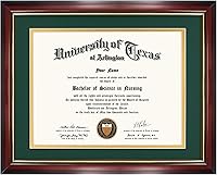 Vista 59 de GraduationMall - Marco para certificado, diploma y documentos con cristal real, aspecto de madera profesional y cuentas doradas, color caoba y blanco