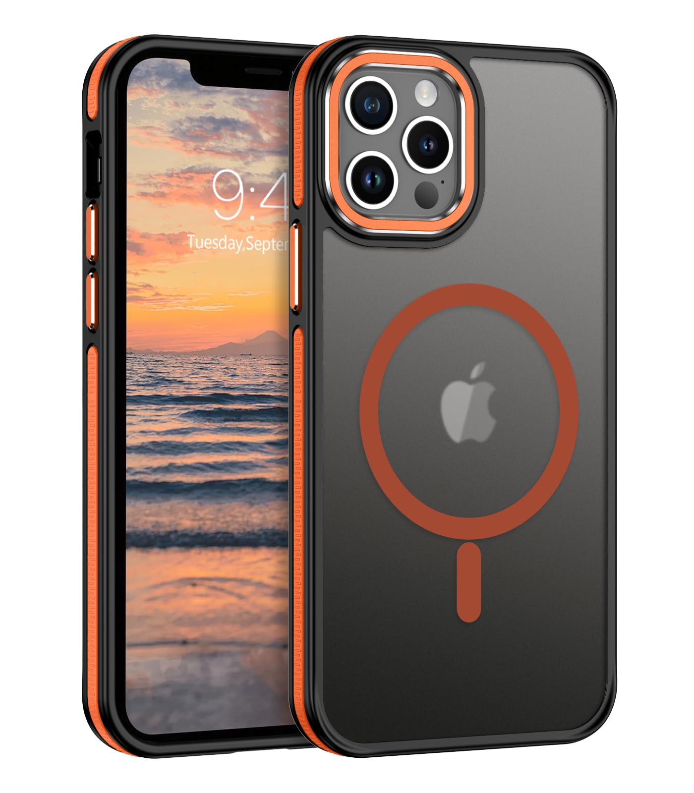 YINLAI Custodia magnetica per iPhone 17 Pro 6,3 pollici con supporto compatibile con MagSafe Cover iPhone 17 Pro Case Protettiva Completa Anticaida Traslucida opaca Posteriore Anti-Urti, Nero