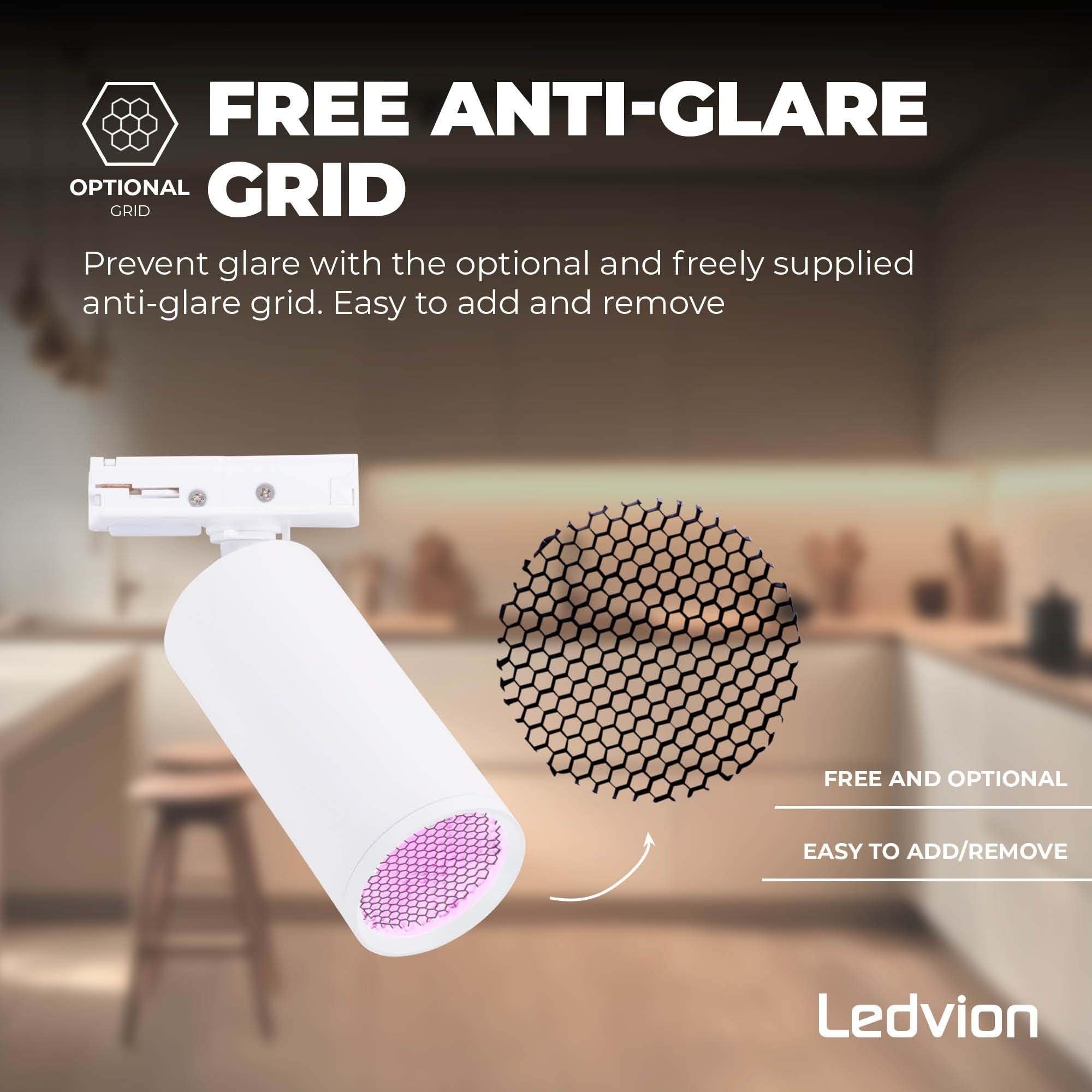 Ledvion Sistema de rieles iluminacion 3m Monofasico Blanco 8 focos RGB