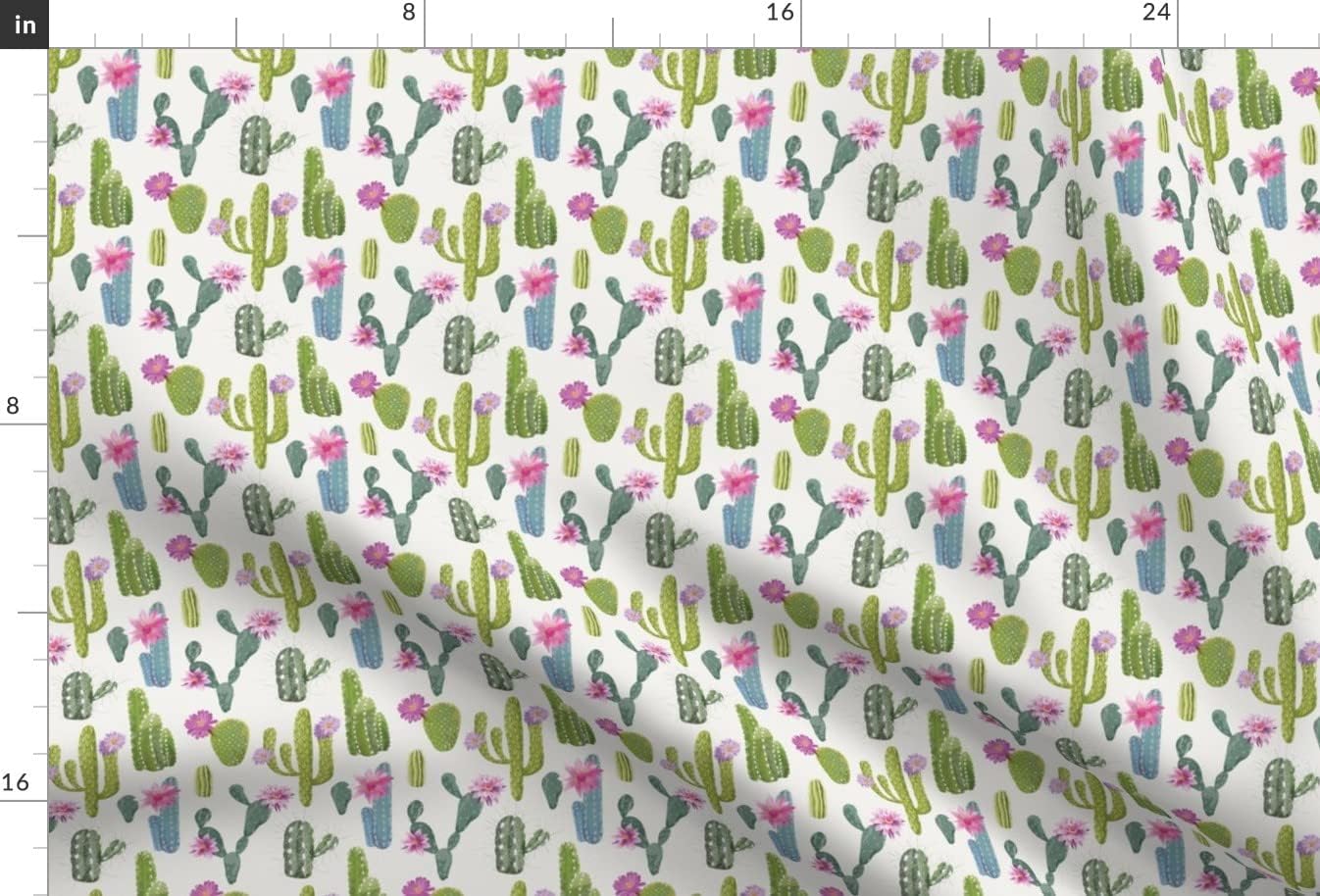 Spoonflower Fabric - Cacti Pink Blooms Cactus Desert Pear Flower Printed on Minky Fabric by The Yard - Sewing Baby Blankets Quilt Backing Plush