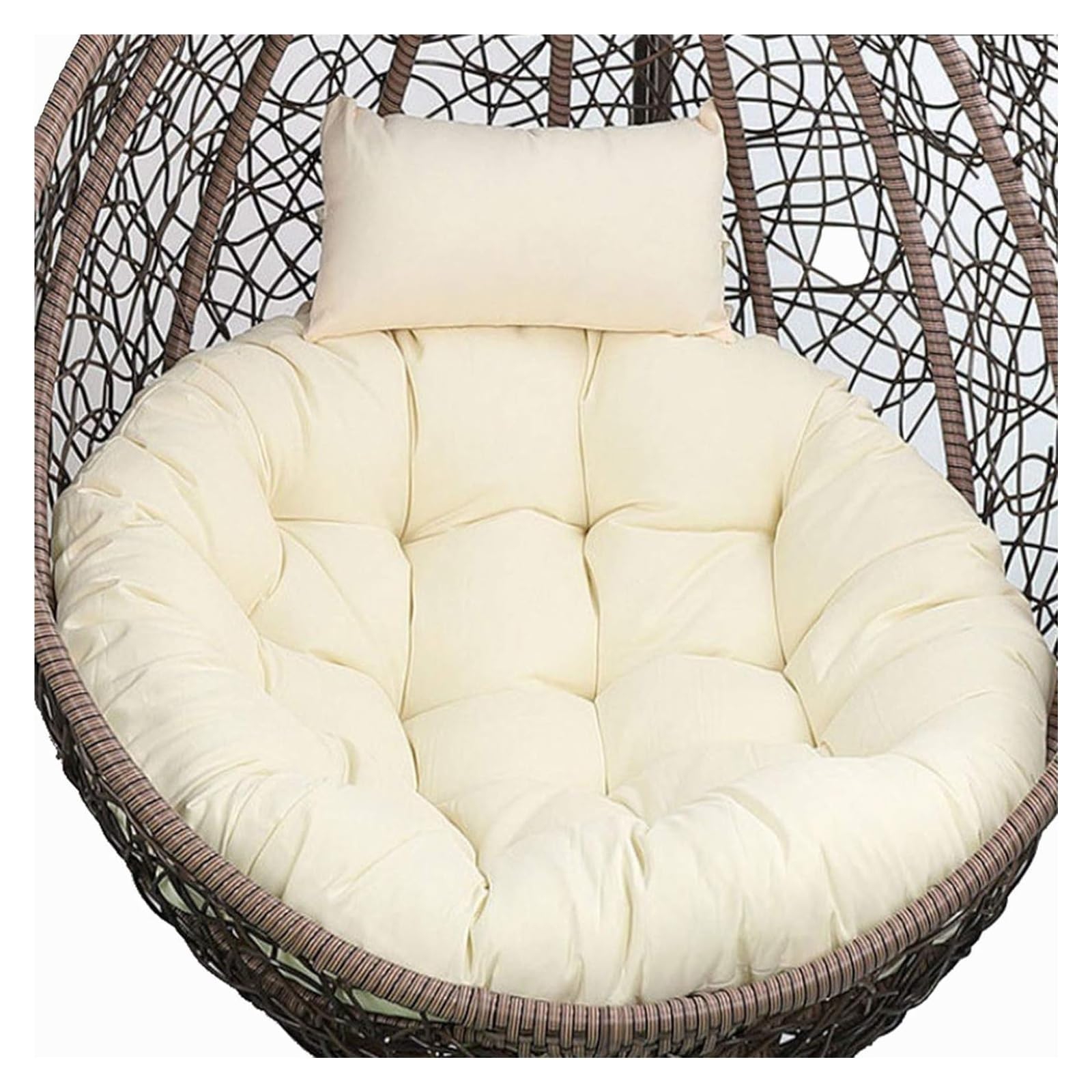 ERTsrhFD Outdoor Cushion Replacement for Hanging Swing, Thicken Round Hammock Chair Only, Washable Cushions(Beige)