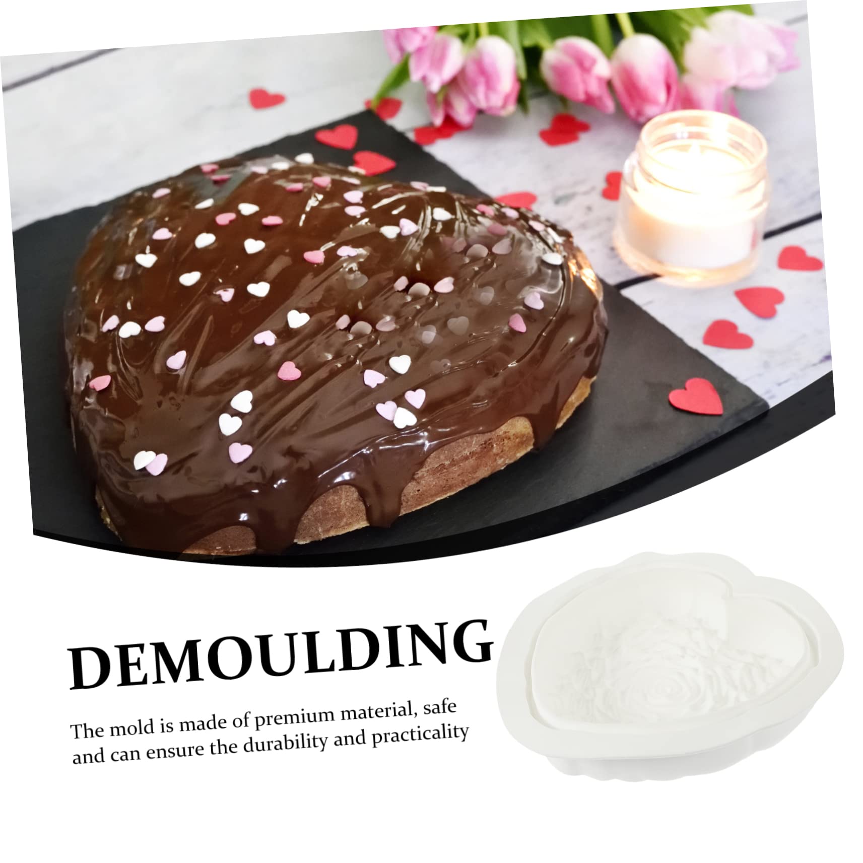 Mipcase 3 Pièces Moule à Gâteau Silicone Forme de Cœur Moule à Mousse pour Desserts Spéciaux
