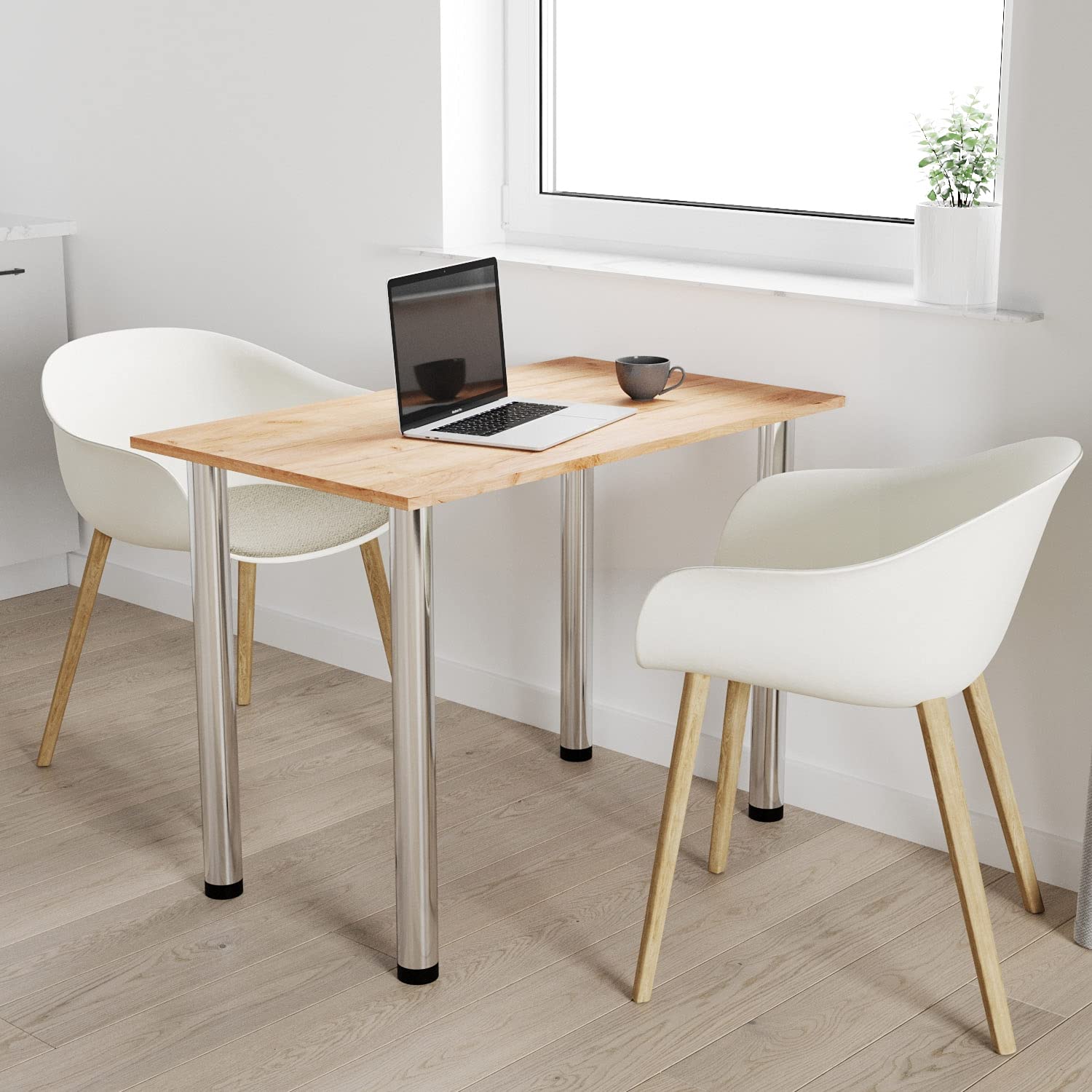 AKKE mikon 100x60 | Esszimmertisch - Esstisch - Tisch mit Chrombeinen - Küchentisch - Bürotisch | Gold Craft
