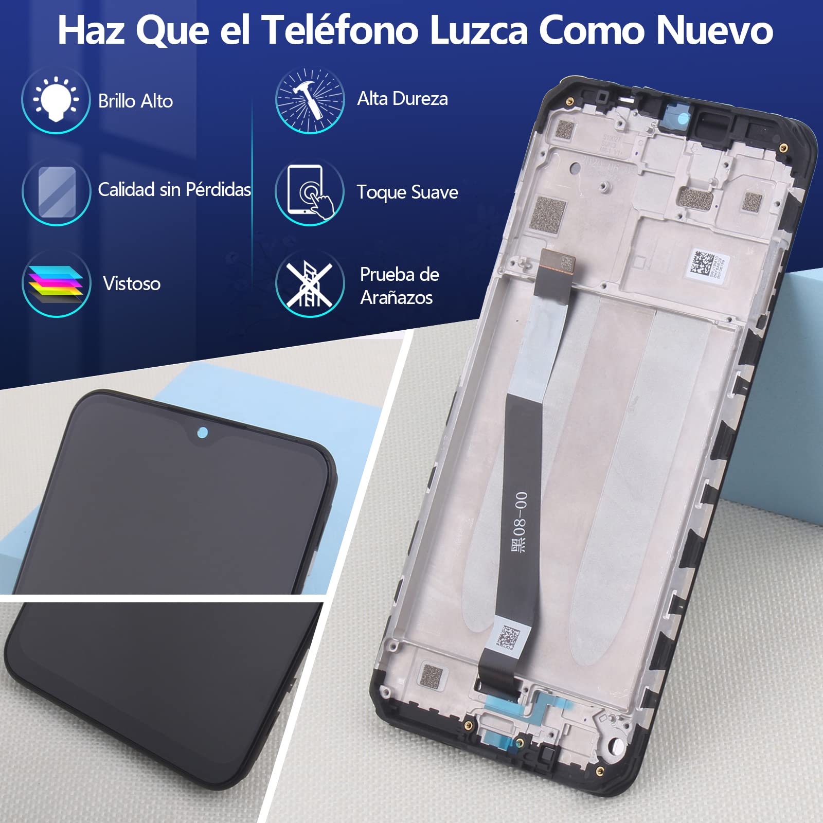 RongZy Pantalla para Xiaomi Redmi 9 Táctil LCD de Repuesto Ensamblaje Digitalizador Reemplazo para Redmi 9 con Herramientas (Negro con Marco)