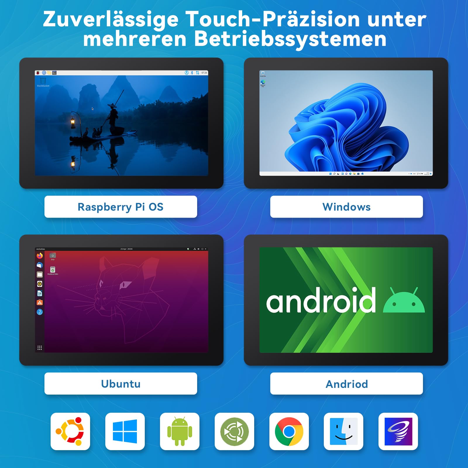 SunFounder Neueste 10 Zoll DIY Touchscreen All-In-One Lösung für Raspberry Pi 5, IPS HD 1280x800 LCD, Eingebauter 5.1V/5A Ausgang, HDMI, 10-Punkt, Kein Treiber, Lautsprecher, für RPi 5/4/3/Zero 2W