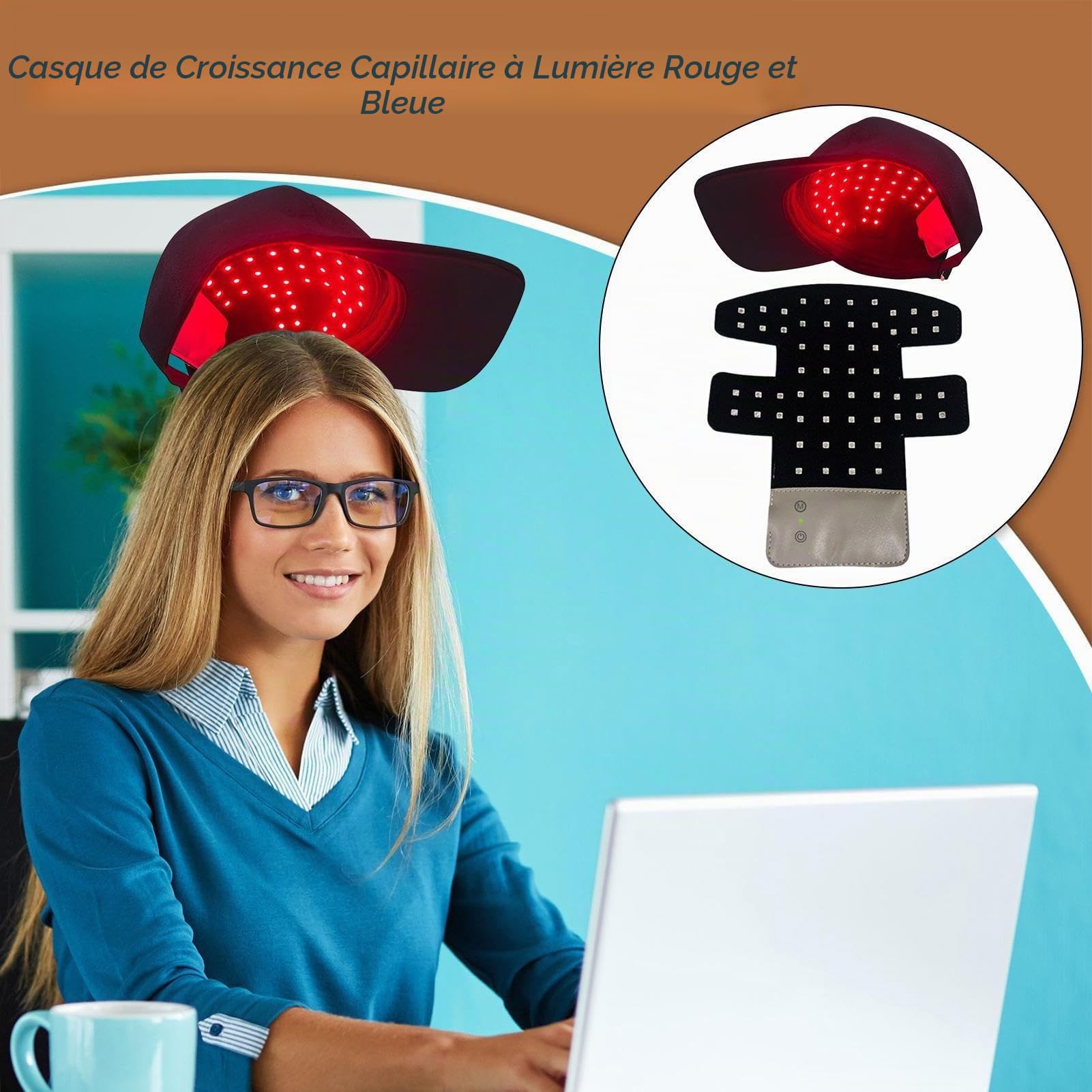 LED pour la croissance des cheveux, bonnet infrarouge, stimule la repousse la pénétration profonde du cuir chevelu, améliore la circulation pour l'amincissement, appareil d'alopécie avec avantages