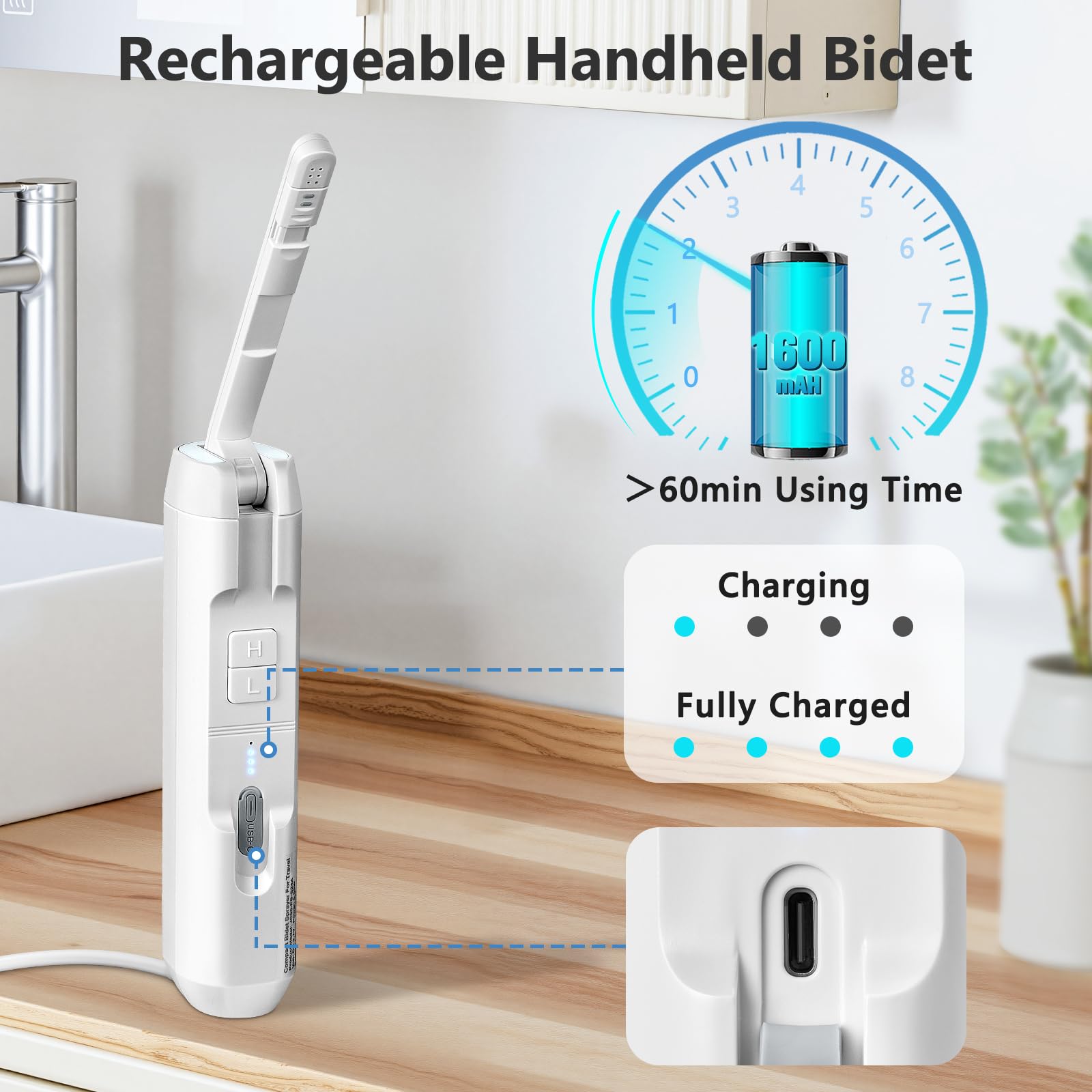 Travel Bidet for Home Hotel use Portable Bidet for Travel with Adjustable High Pressure Flush Angle IPX7 Waterproof — view 7