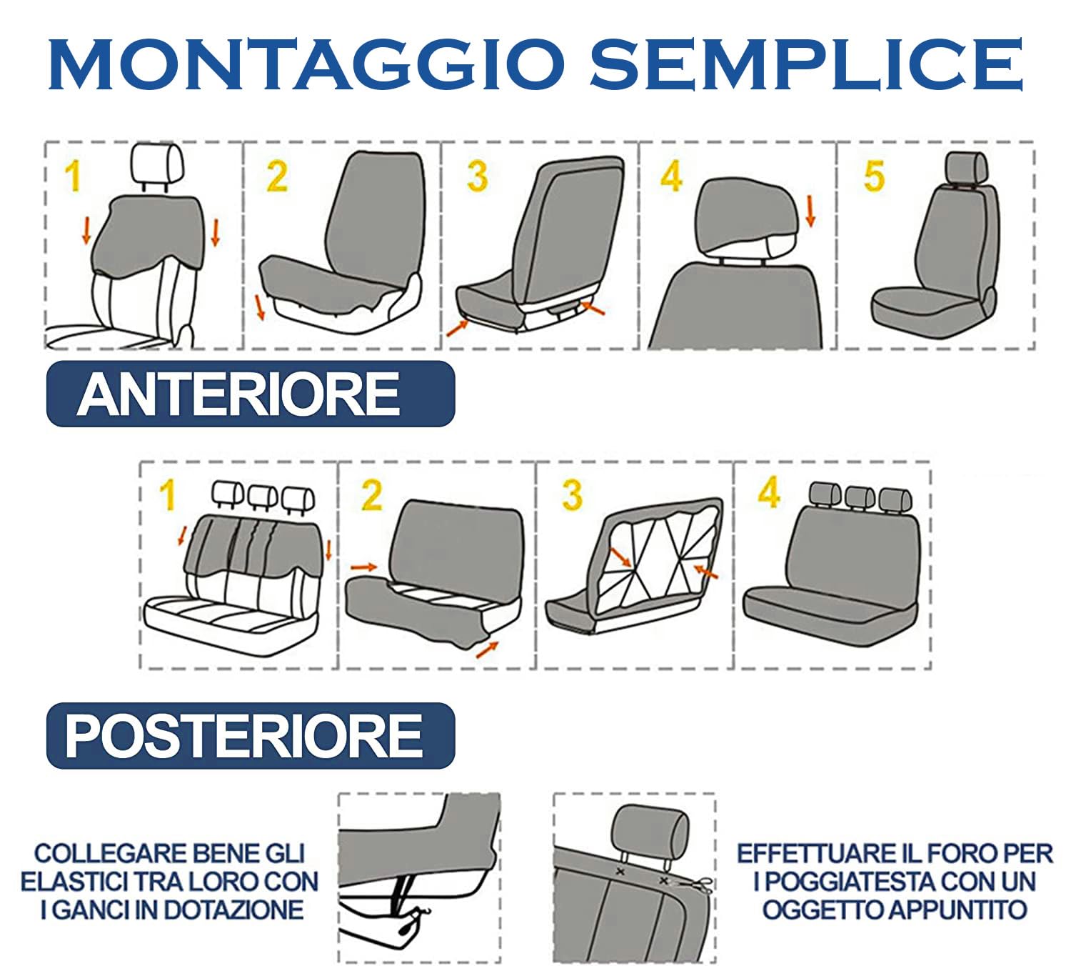 Susy Shop Set Coprisedili Compatibili Per Nuova 600, Design Sportivo,Set Fodere Auto Completo Anteriore e Posteriore Con Logo Ricamato MADE IN ITALY (Grigio/Nero, Con Logo)