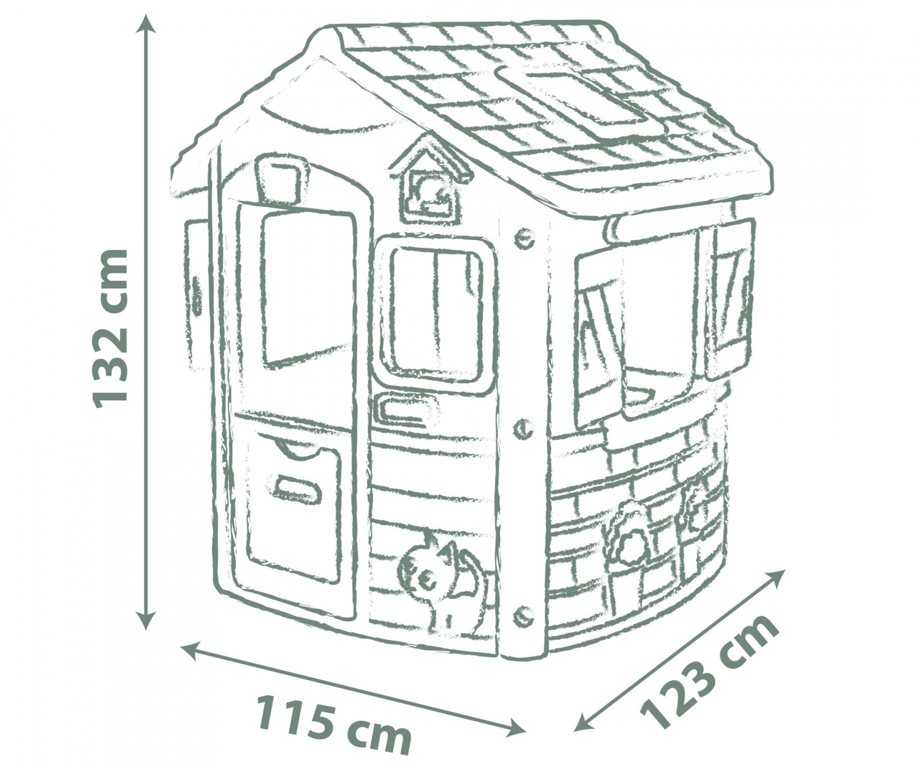 Smoby Life - Neo Jura Lodge Spielhaus (115x123x132 cm) mit 31% Recycling-Anteil - wetterfestes Gartenhaus für Kinder ab 2 Jahre mit Vogel-Futterstelle - Outdoor-Kinderhaus für Garten oder Terrasse