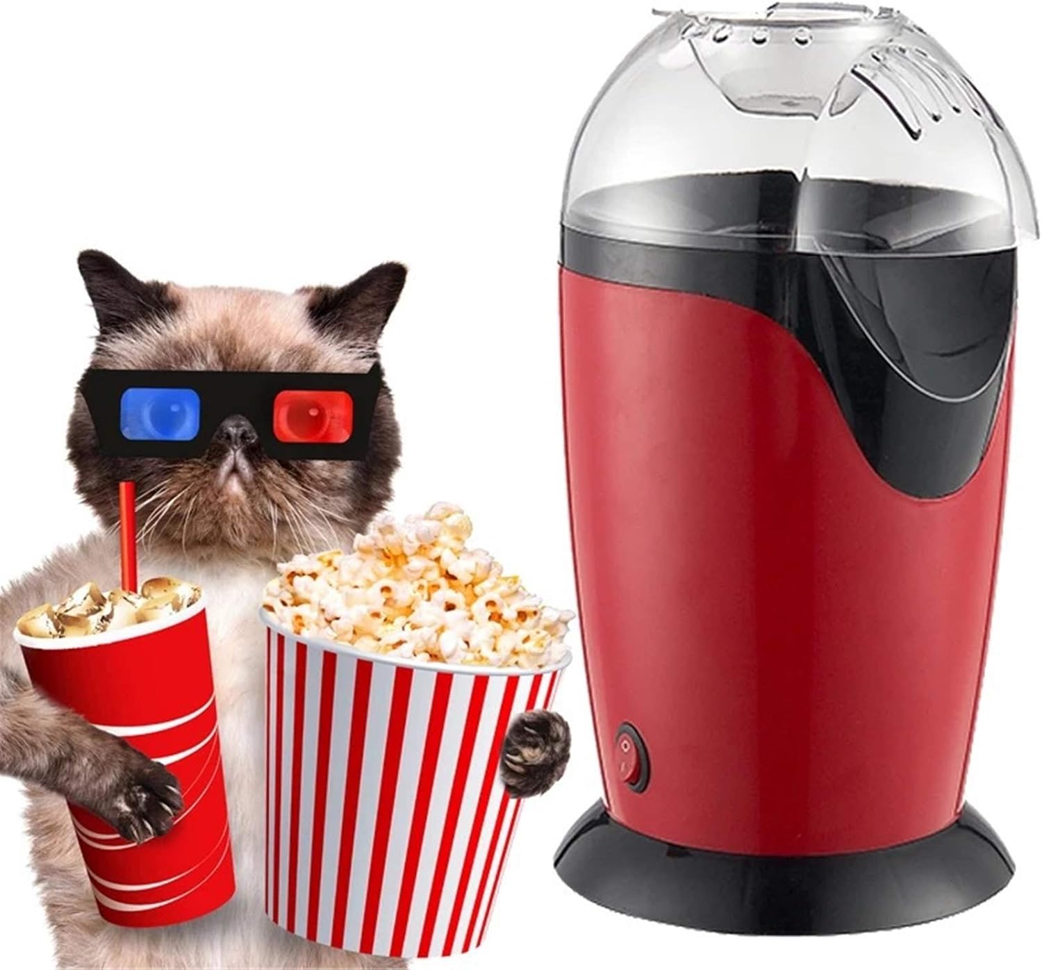 YUIJ Hot Air Popcorn Machine, 1200W Electric Popcorn Maker