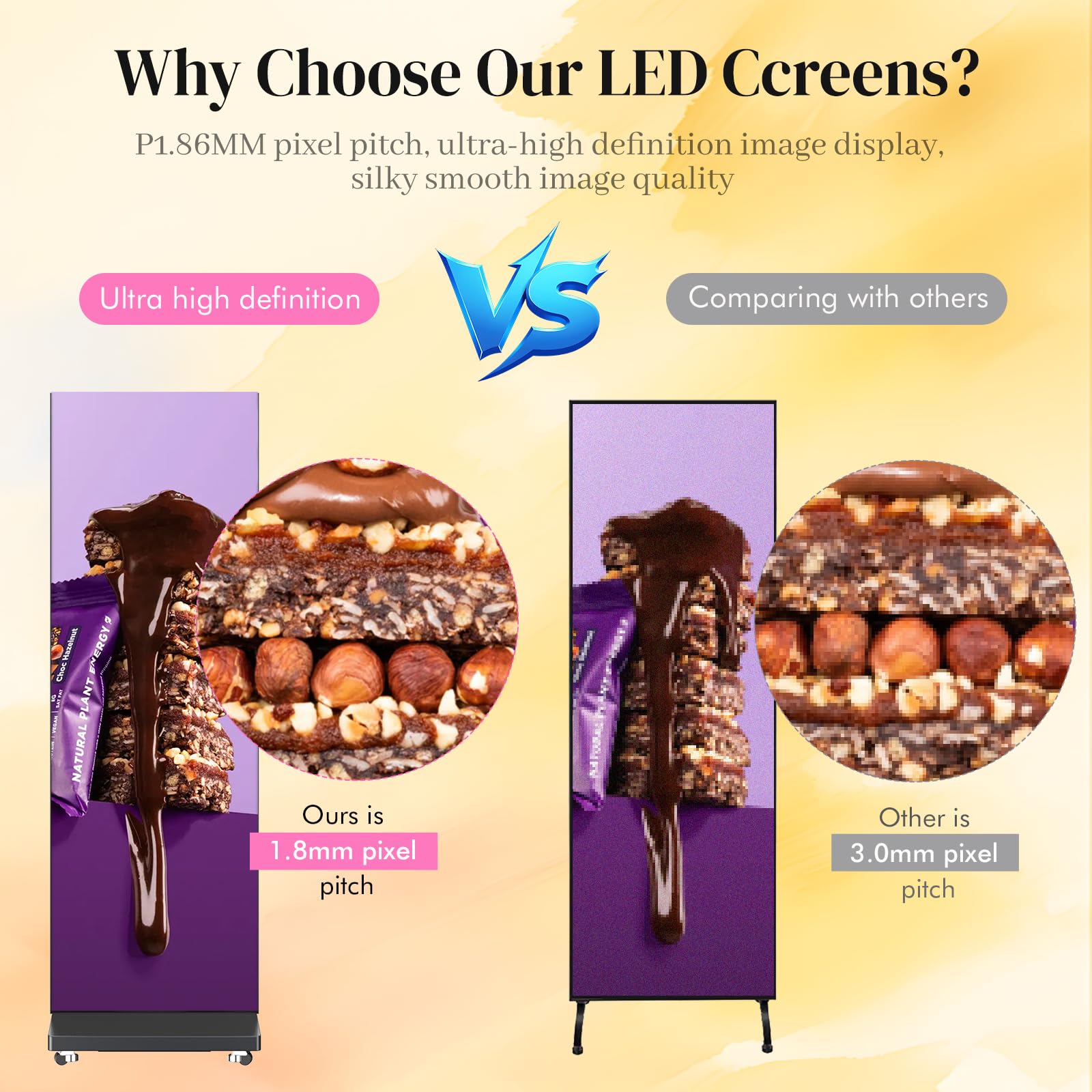 Poster LED P1.86 da 80", Schermo Componibile da Esposizione, Display Pubblicitario Seamless con App/WiFi e Flight Case per Fiere, Nero, 1 Pezzo