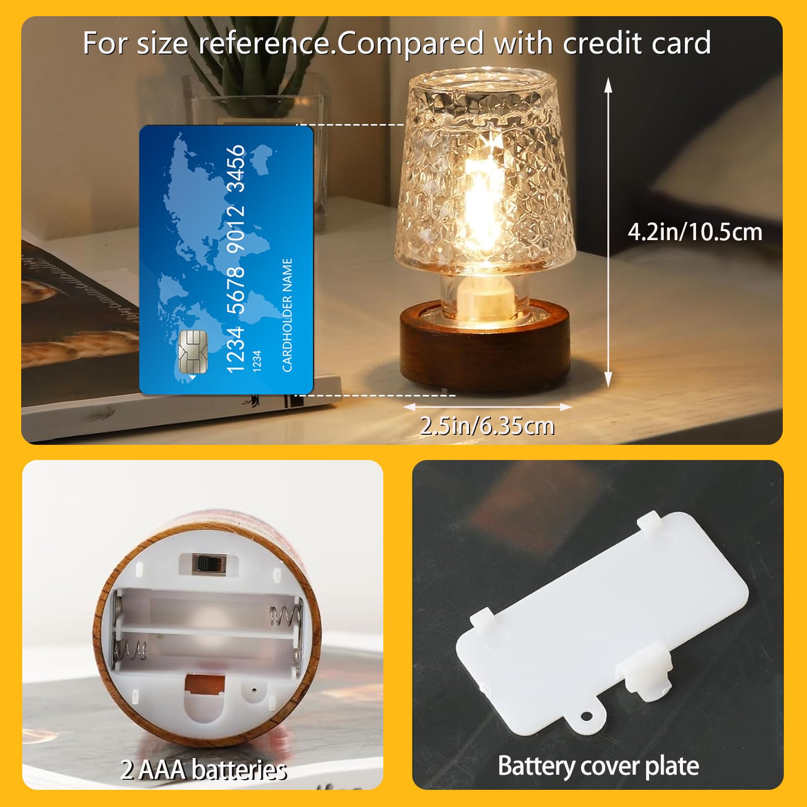 Mini luz nocturna LED suave y cálida, lámpara de cristal portátil con temporizador, estilo Art Deco, color de cristal, para adultos 3