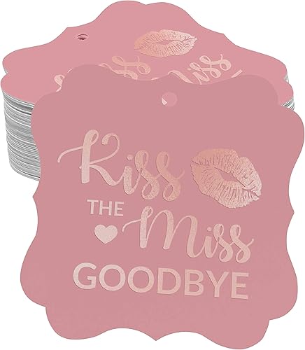 Juego de 50 etiquetas de papel para despedidas de despedida de soltera, de lámina de oro rosa real