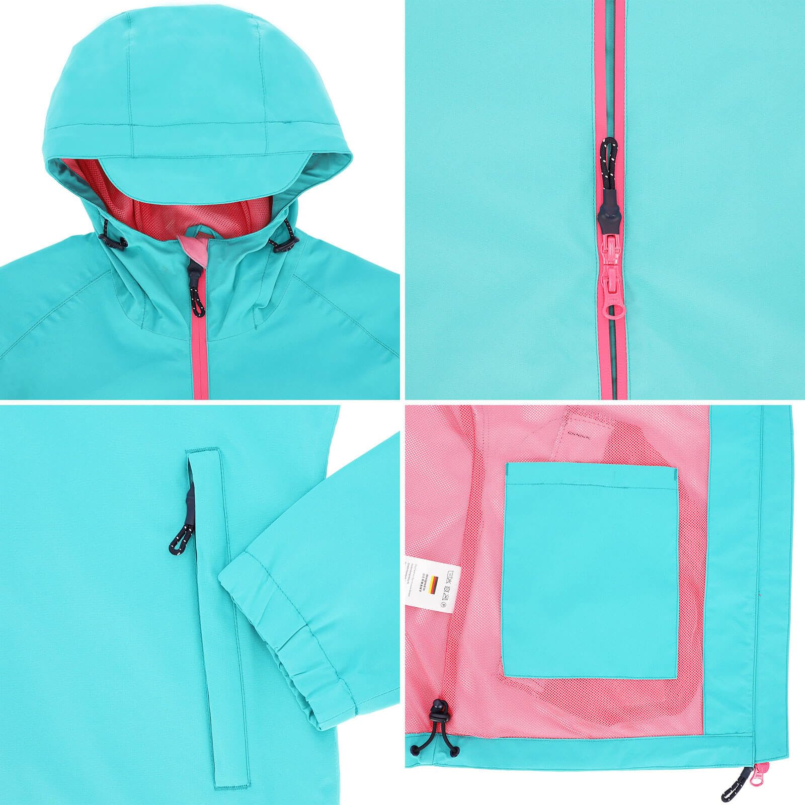 Dry Fashion Damen Funktionsjacke Spiekeroog - Fahrradjacke Navy, Größe 48 | Wind- & wasserdicht, Verschweißte Nähte, Wasserdichter 2-Wege-Reißverschluss, Kapuze verstellbar mit Vorderschirm, Einrollbar