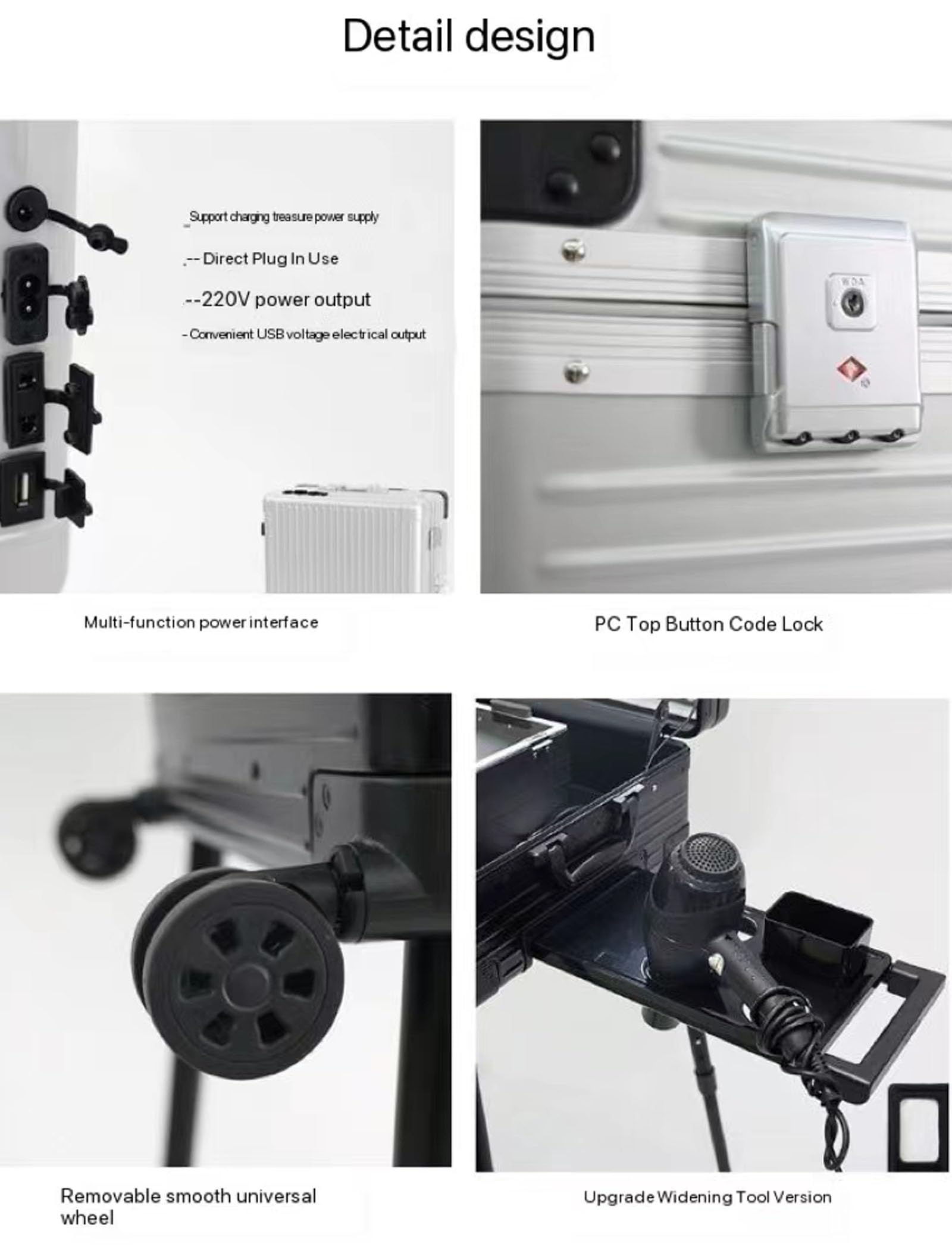 Profesjonalna kosmetyczka z 8 diodami LED, stojak teleskopowy, uniwersalna kosmetyczka na kółkach, wózek podróżny z zamkiem szyfrowym TSA (SILVER 22INCH)