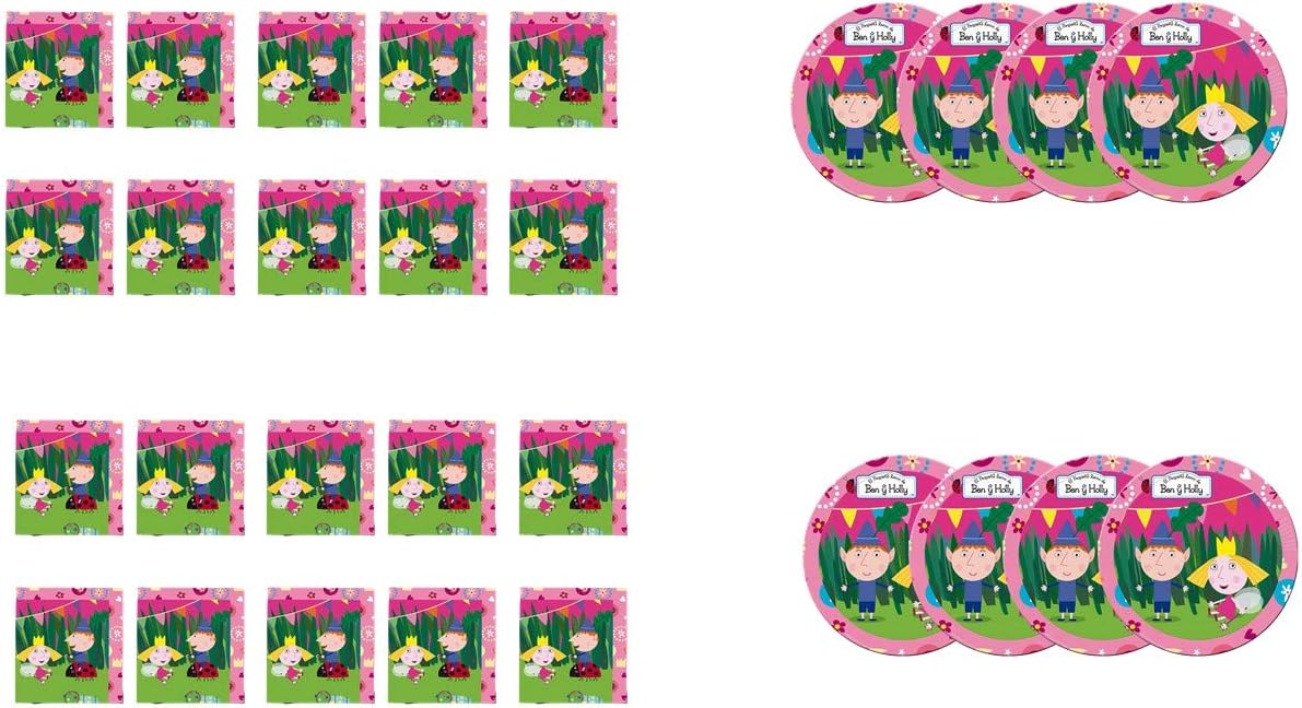 ALMACENESADAN 2273; disposable party or birthday pack Ben and Holly; 8 plates 23 cm and 20 napkins