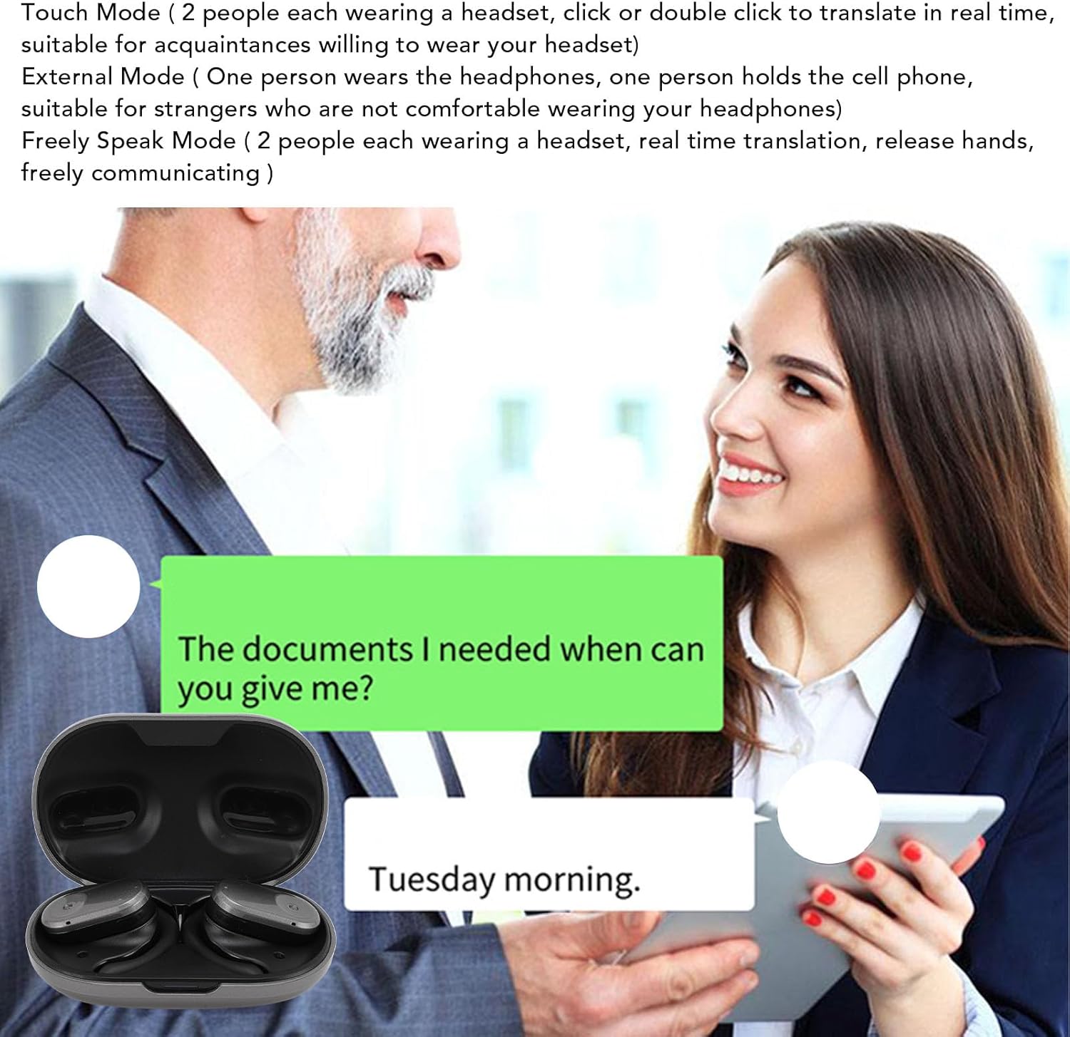 Yoidesu AI Translation Earbuds Real Time, Bluetooth 5.3 Headphones Translator for 144 Languages, 3 Translation Modes, Intelligent Noise Reduction for Travel Business Study (Grey)