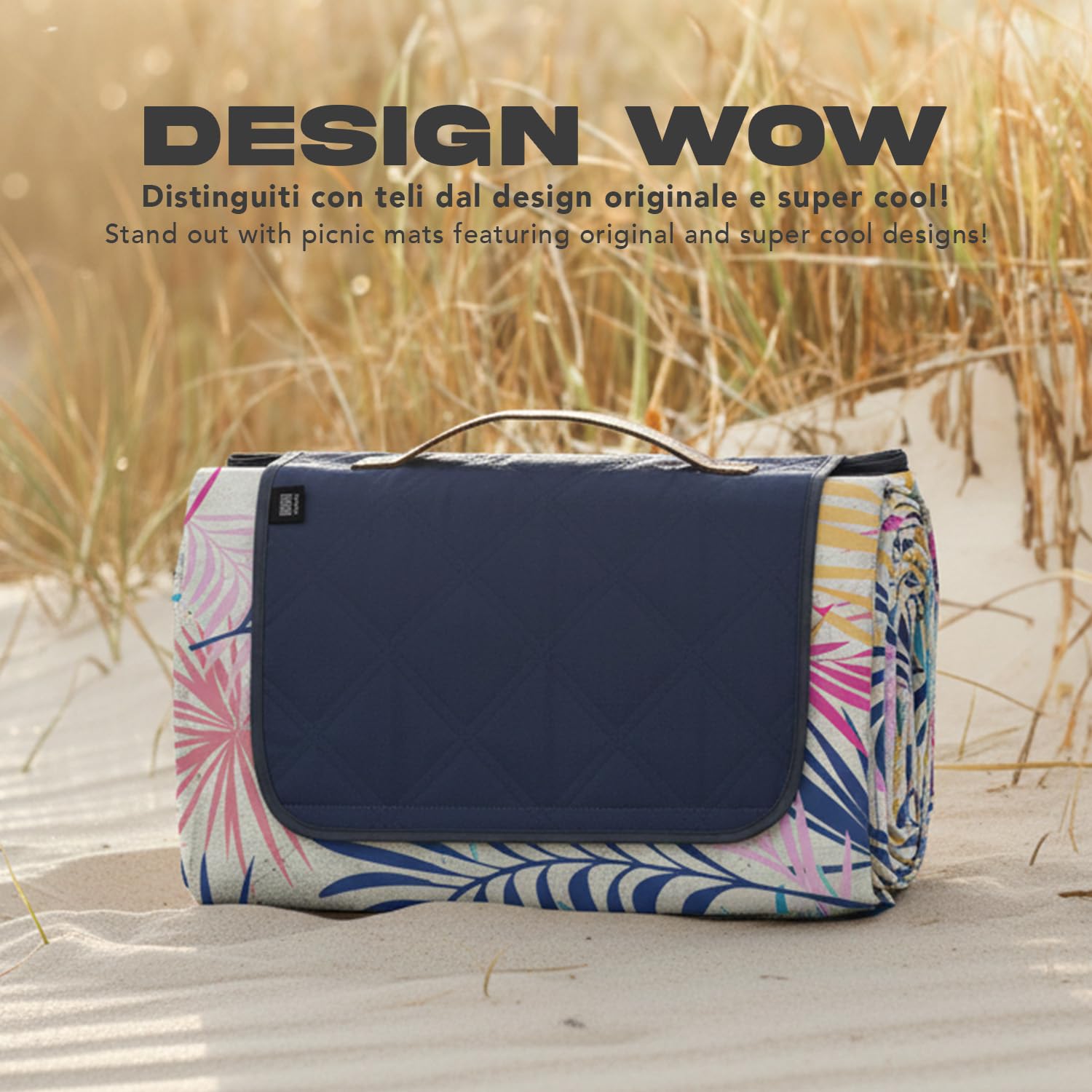 Couverture Pique Nique 200x200 Imperméable Lavable - Nappe de Picnic Grand Portable Extra Large avec Sangle de Transport - Tapis Plaid Plage Randonnée Camping Plein Air Parc (Jungle, 200x200 cm)