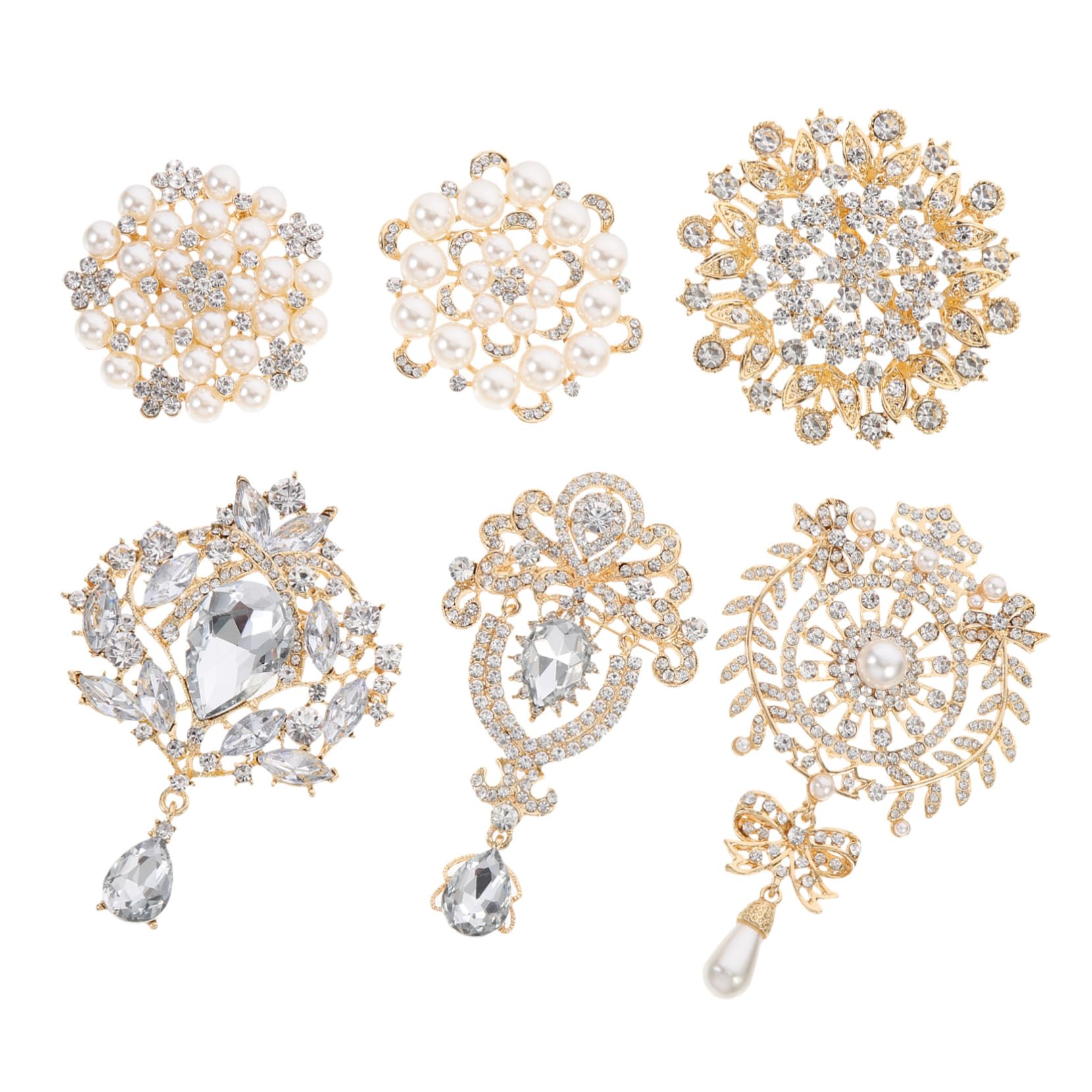 6pezzi Spilla Strass di Perle da Sposa Pinza per Damigella d Onore Spilla da Bavero Creativa per Donna Adatta Cocktail Appuntamenti e Feste