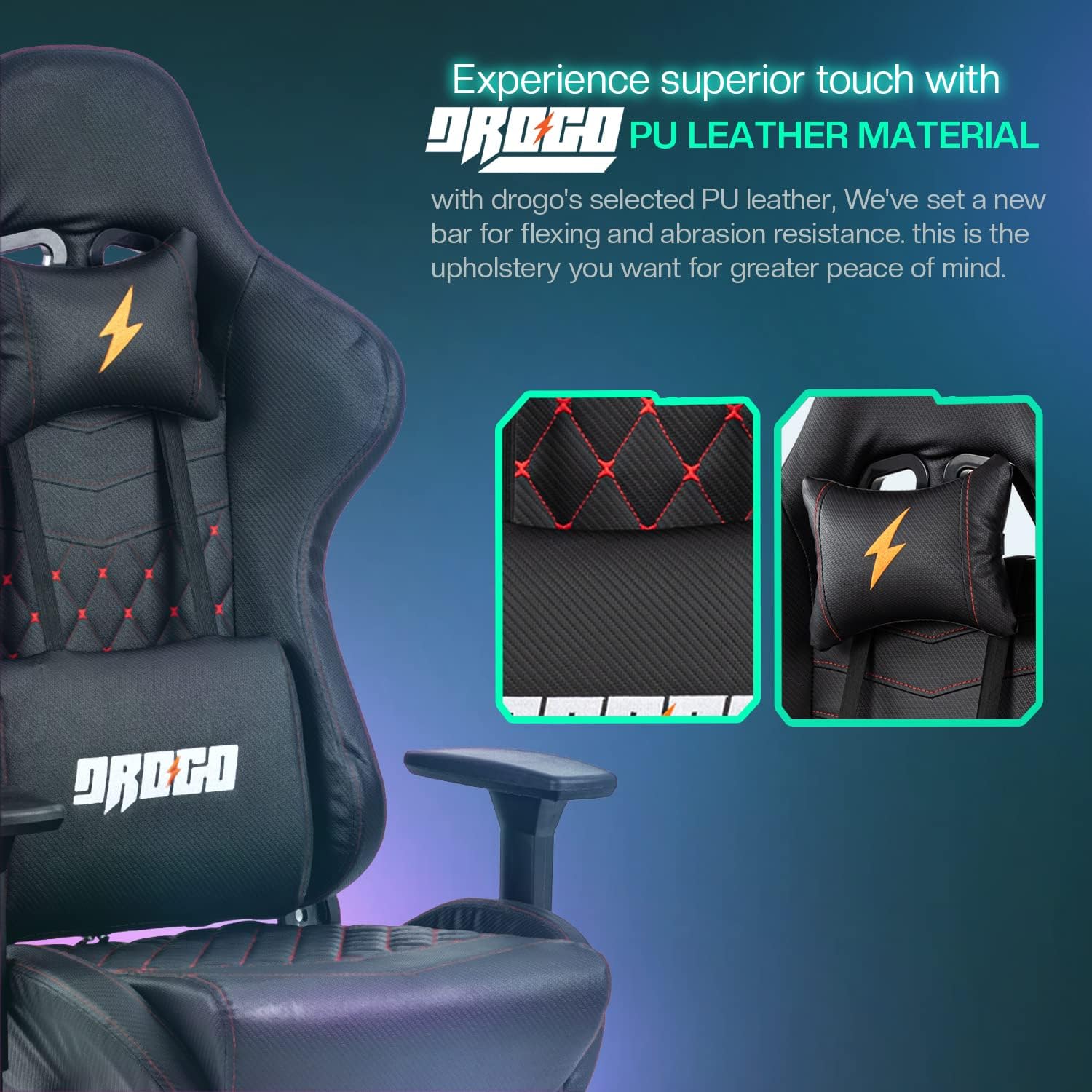 Baybee Drogo Royal Argonomic Gaming Close Footrest, Breath Fabrics, Adjustable Seats and 3D Arm Rest | Head and Massage Kath support pillow | Home and Office chair with complete recurrence (3D Black)