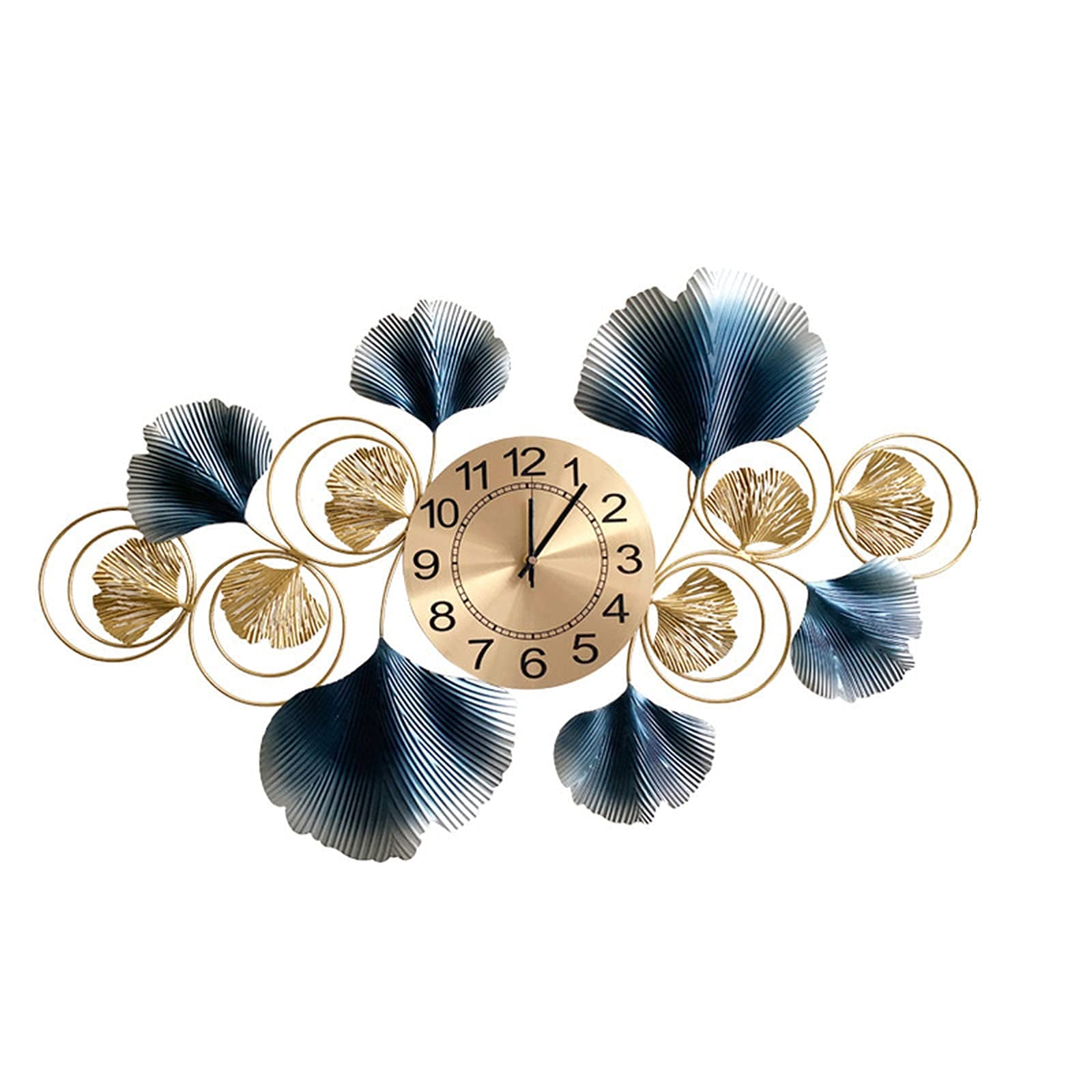 SaryEdge Wall Clocks Metal Wall Clock Coarse Gross Art 3D Ginkgo Leaf Wall Clock for Living Room Bedroom Home Decoration Digital Creative Gifts,C,C,C